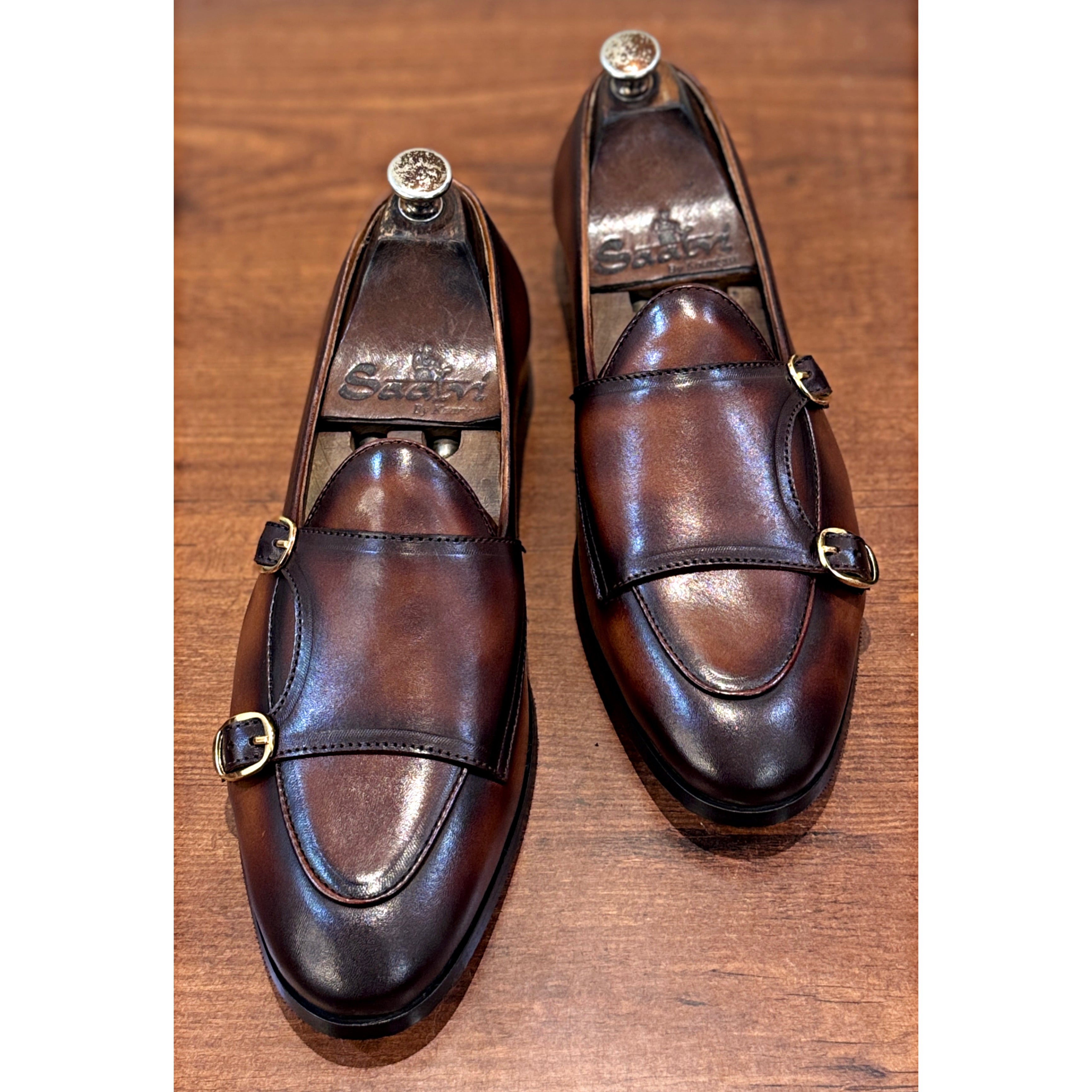Cognac Prestige Double Monk Strap Loafers – Luxury Leather Slip-Ons