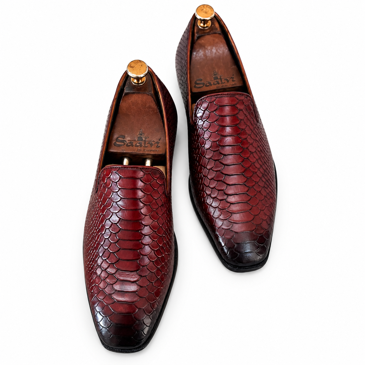 Python Embossed Loafers Bordo