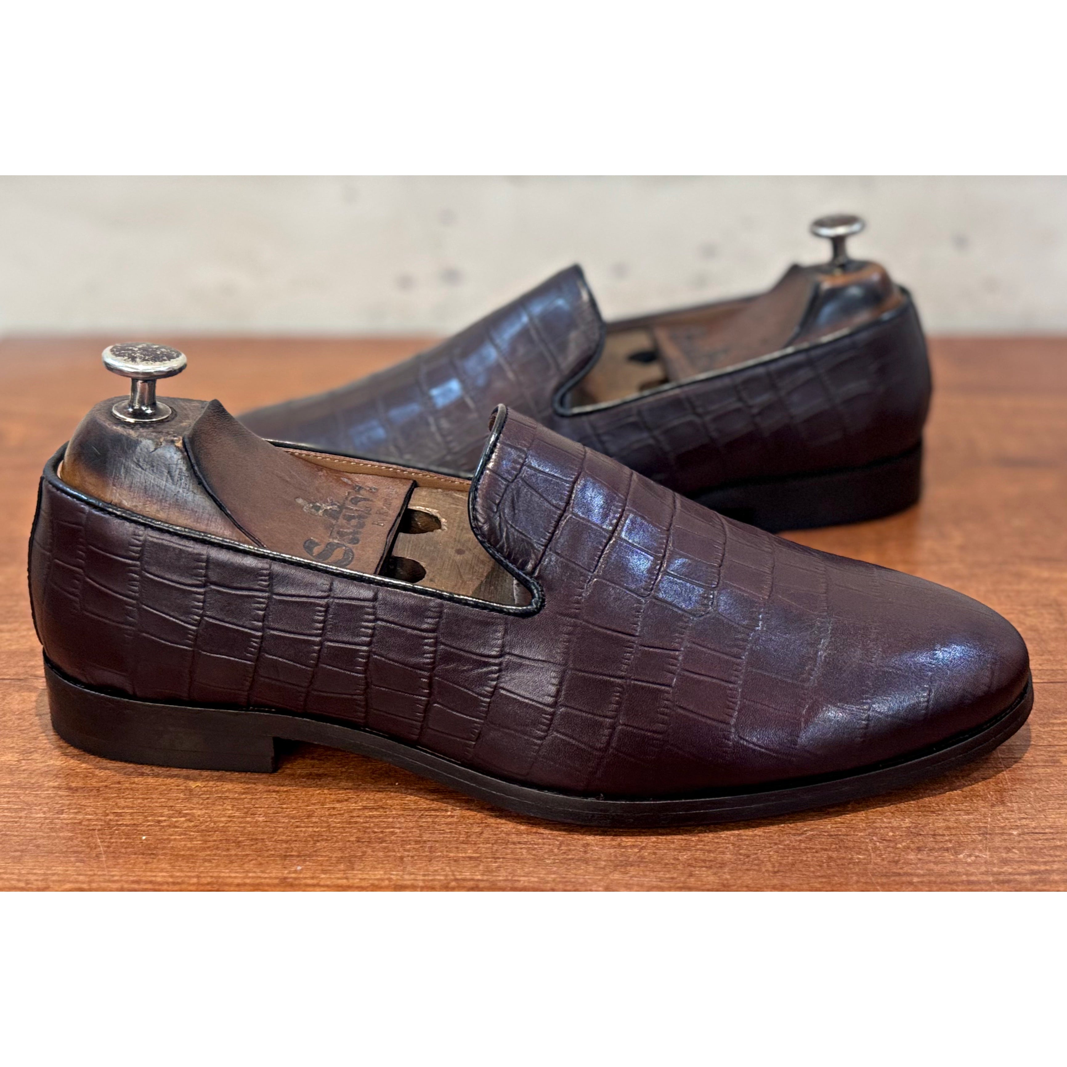 Brown Croco Loafers