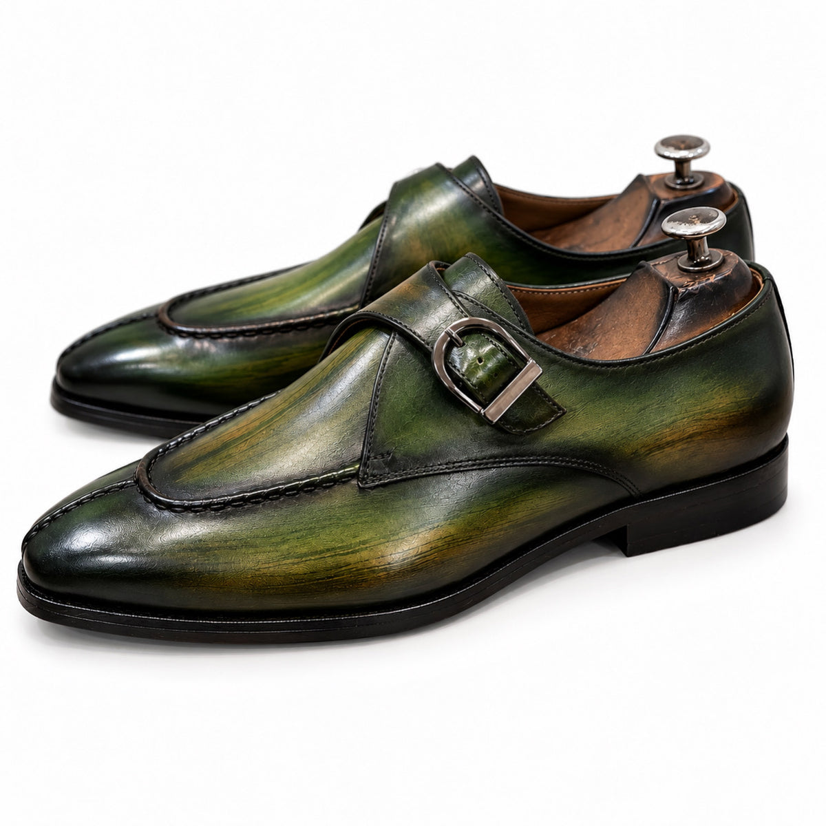 Verde Imperiale Patina Single Monk Shoes