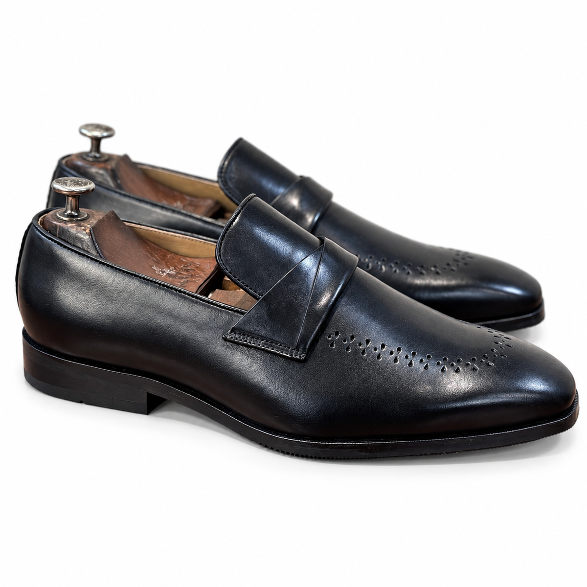 Myron Black Leather Loafers for Men