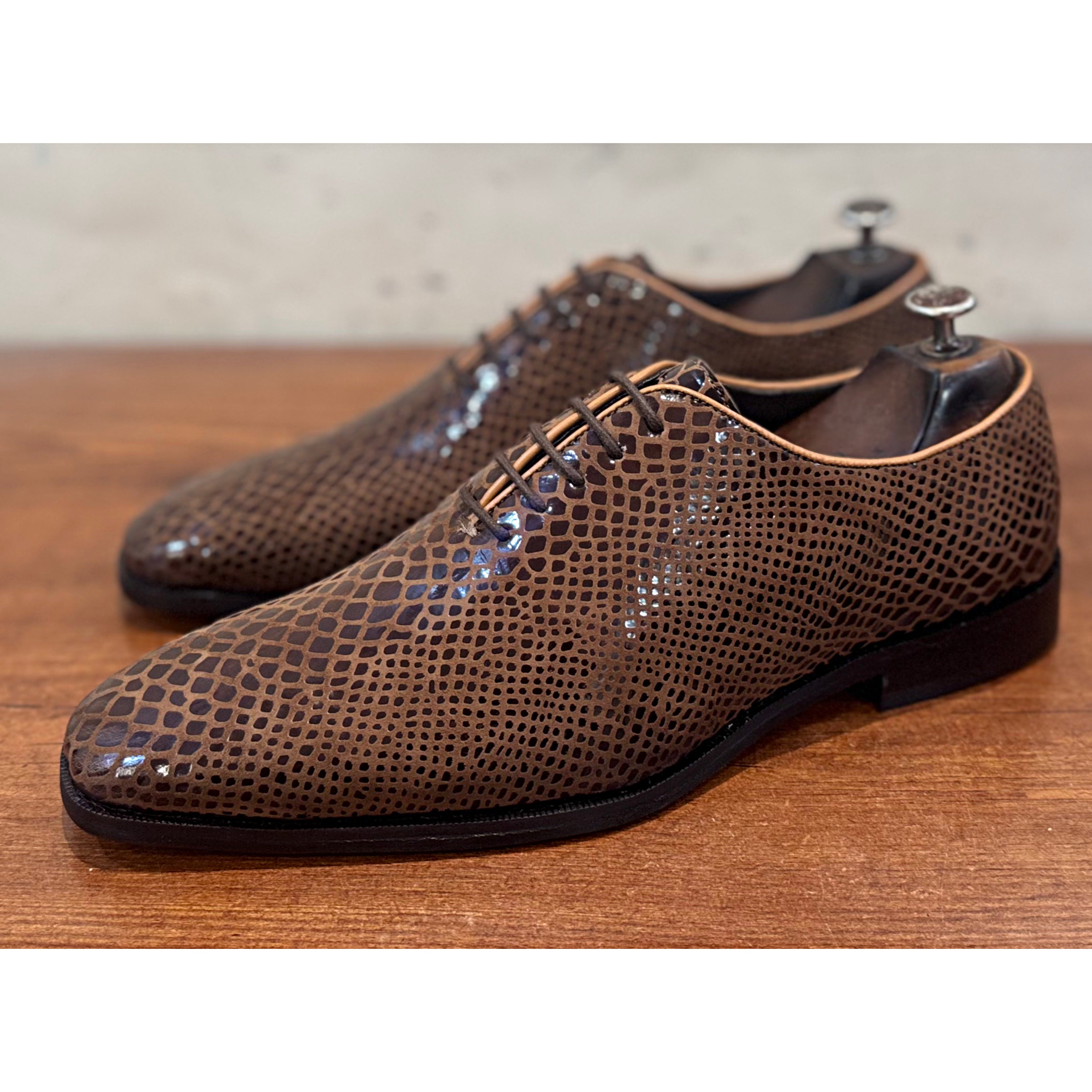 Brown Snake Foil Oxfords