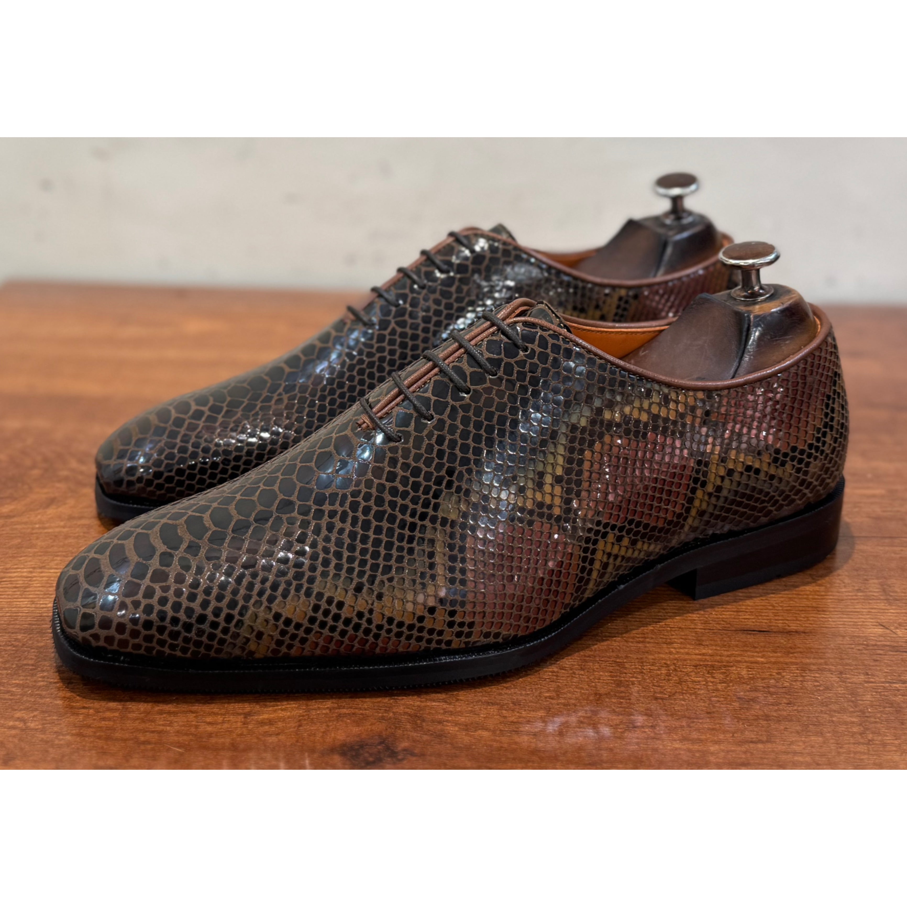 Brown Snake Foil Oxfords