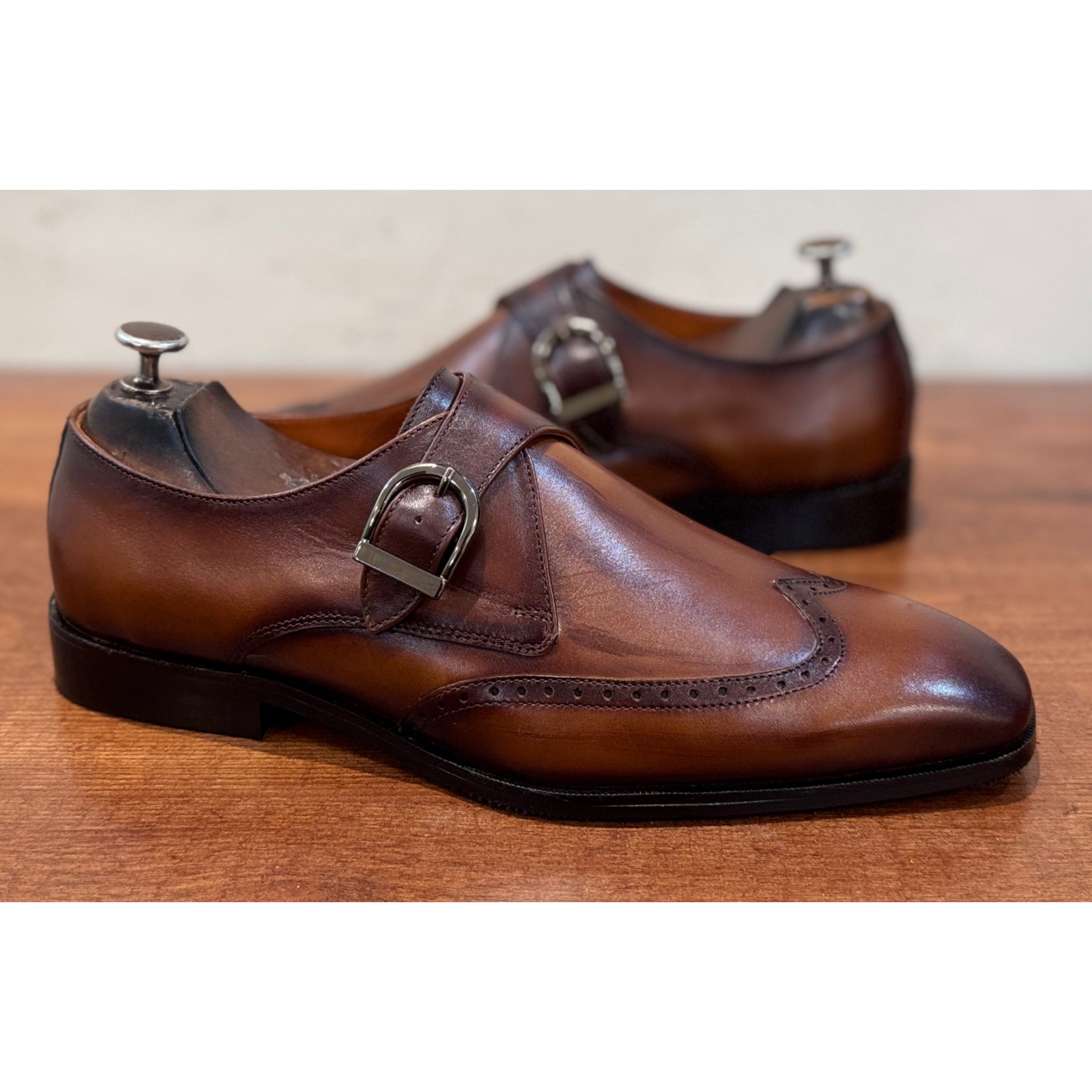 Single Monk Strap Hand Patina Tan