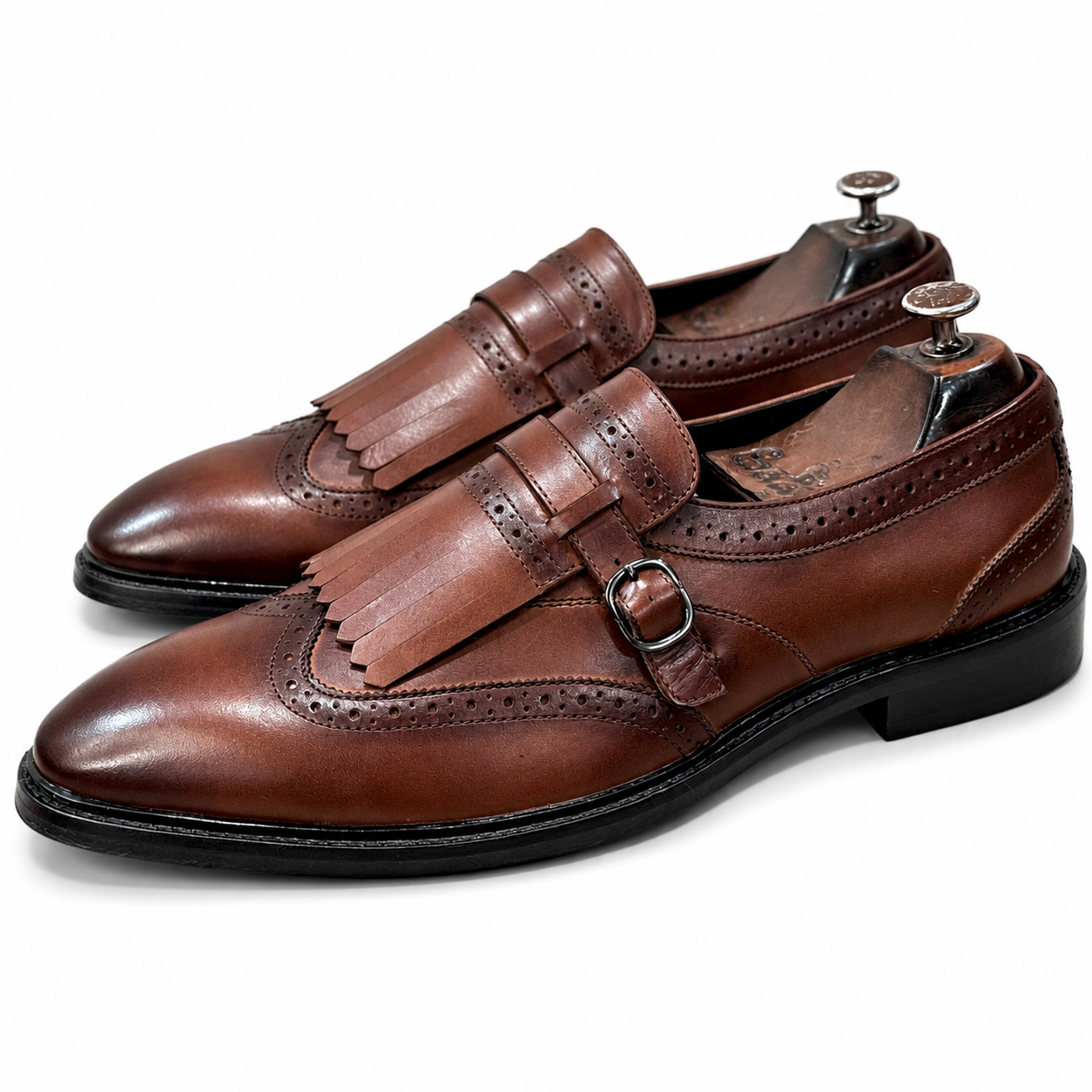 Wingcap Monk Loafers - Tan
