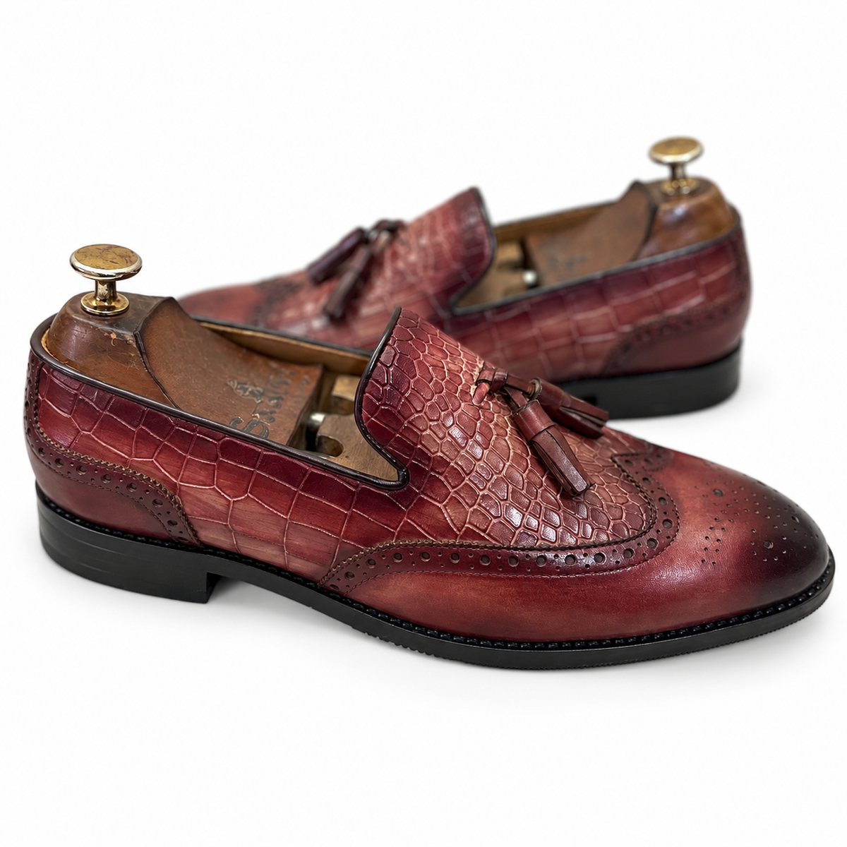 Bordeaux Sovereign Croco Tassel Loafers
