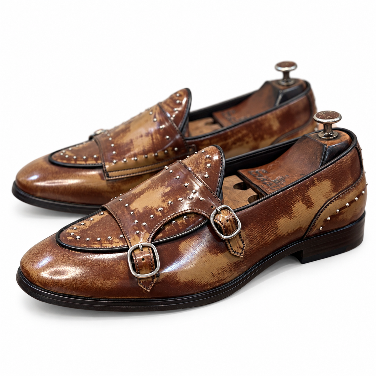 Antique Studded Double Monk Straps