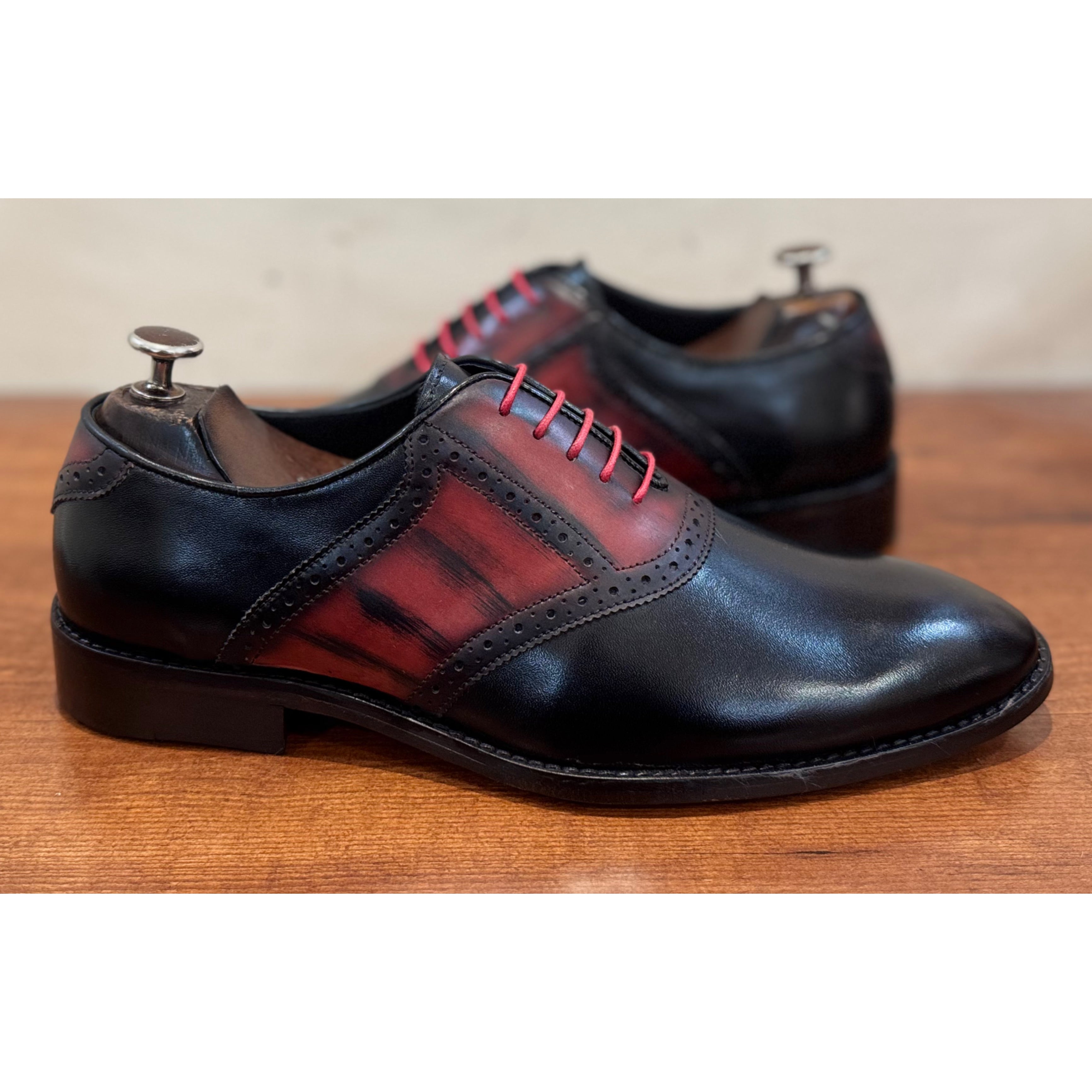 Black Oxfords With Hand Patina Finish