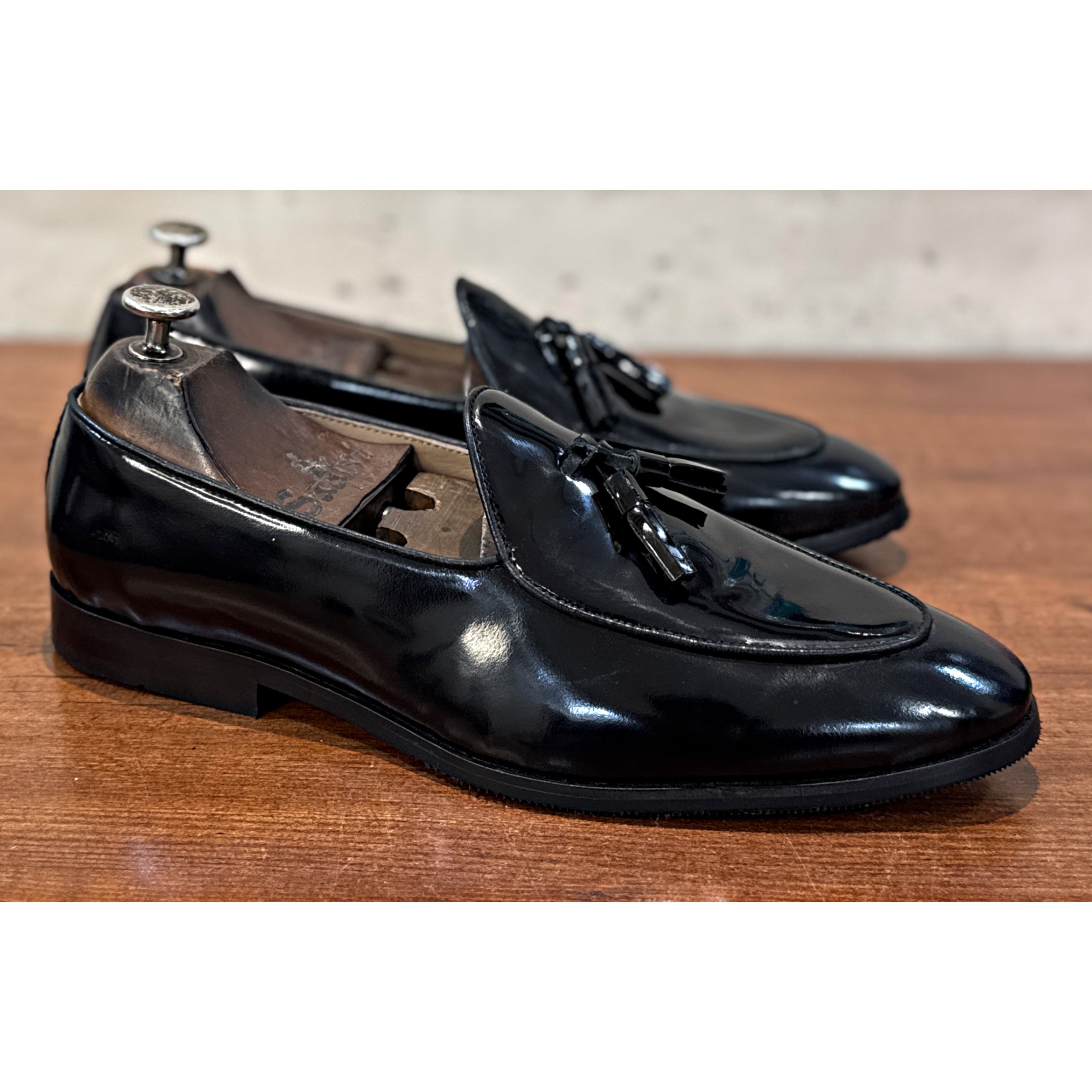 Patent Belgian Tassel Loafers – Black