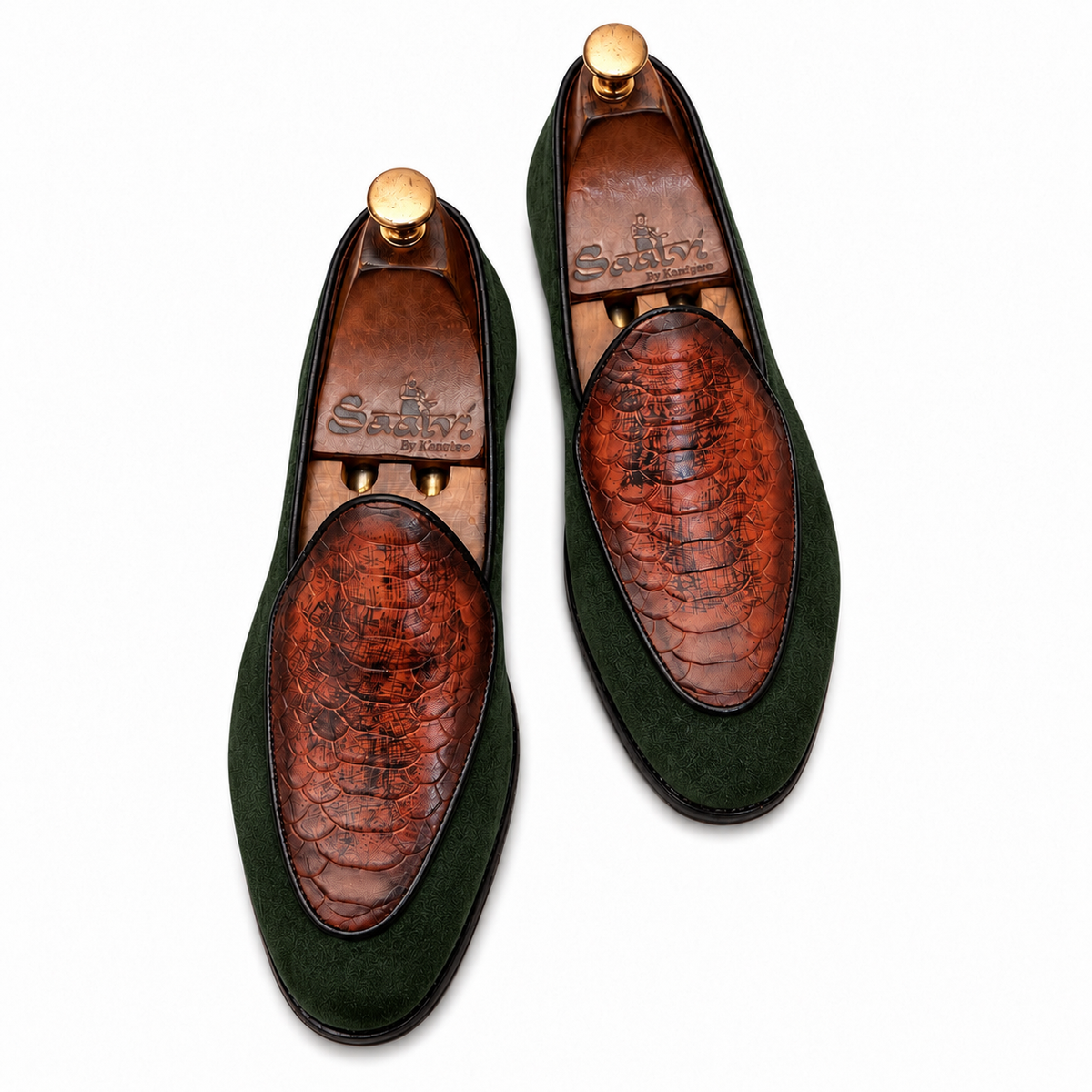 Verde Cognac Royale Patterned Loafers