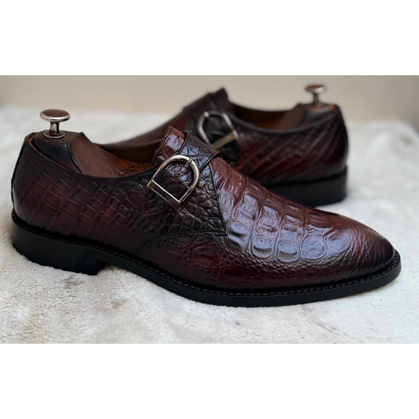 Single Monk Strap Croco Brown