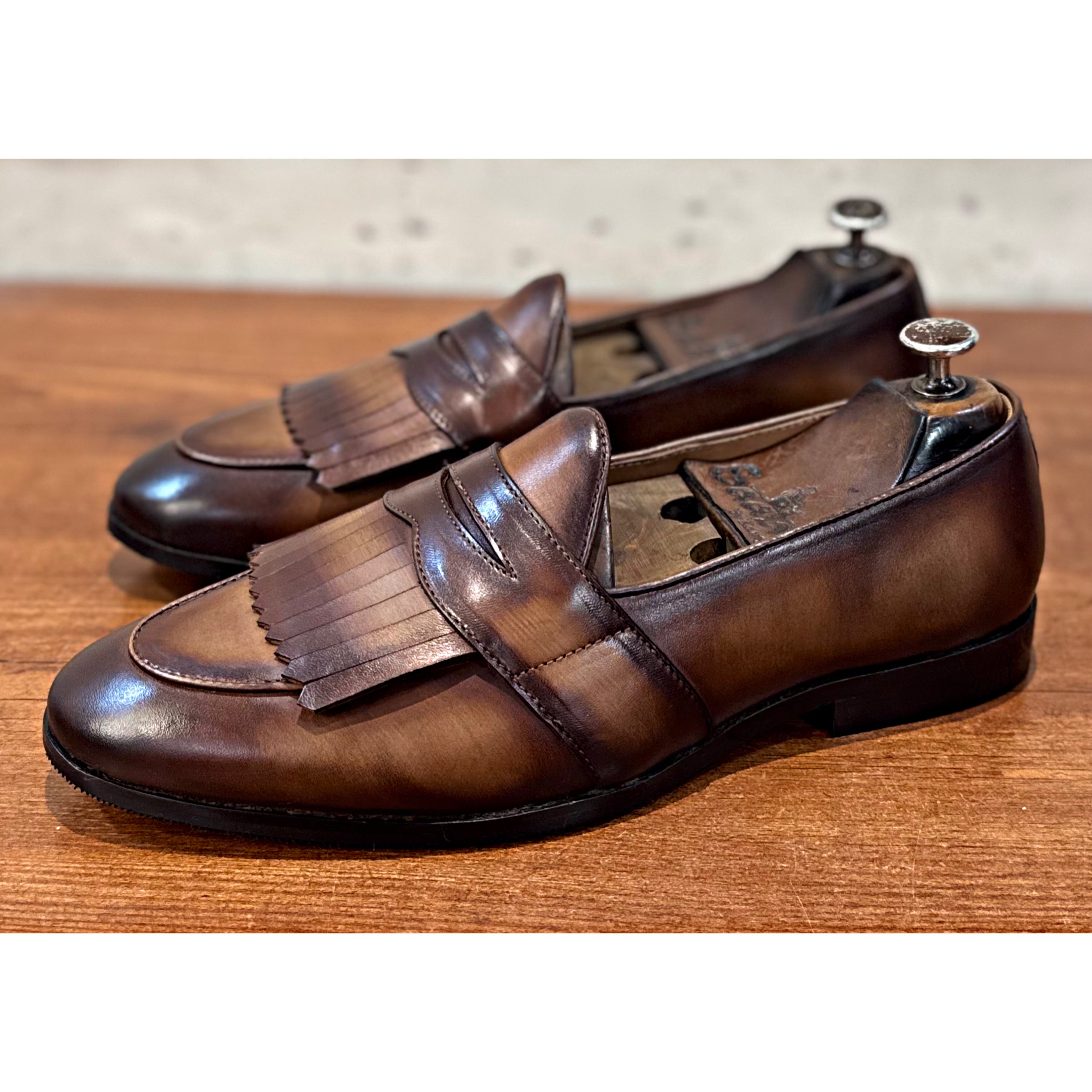 Belgian Loafers With Fringes Hand Patina