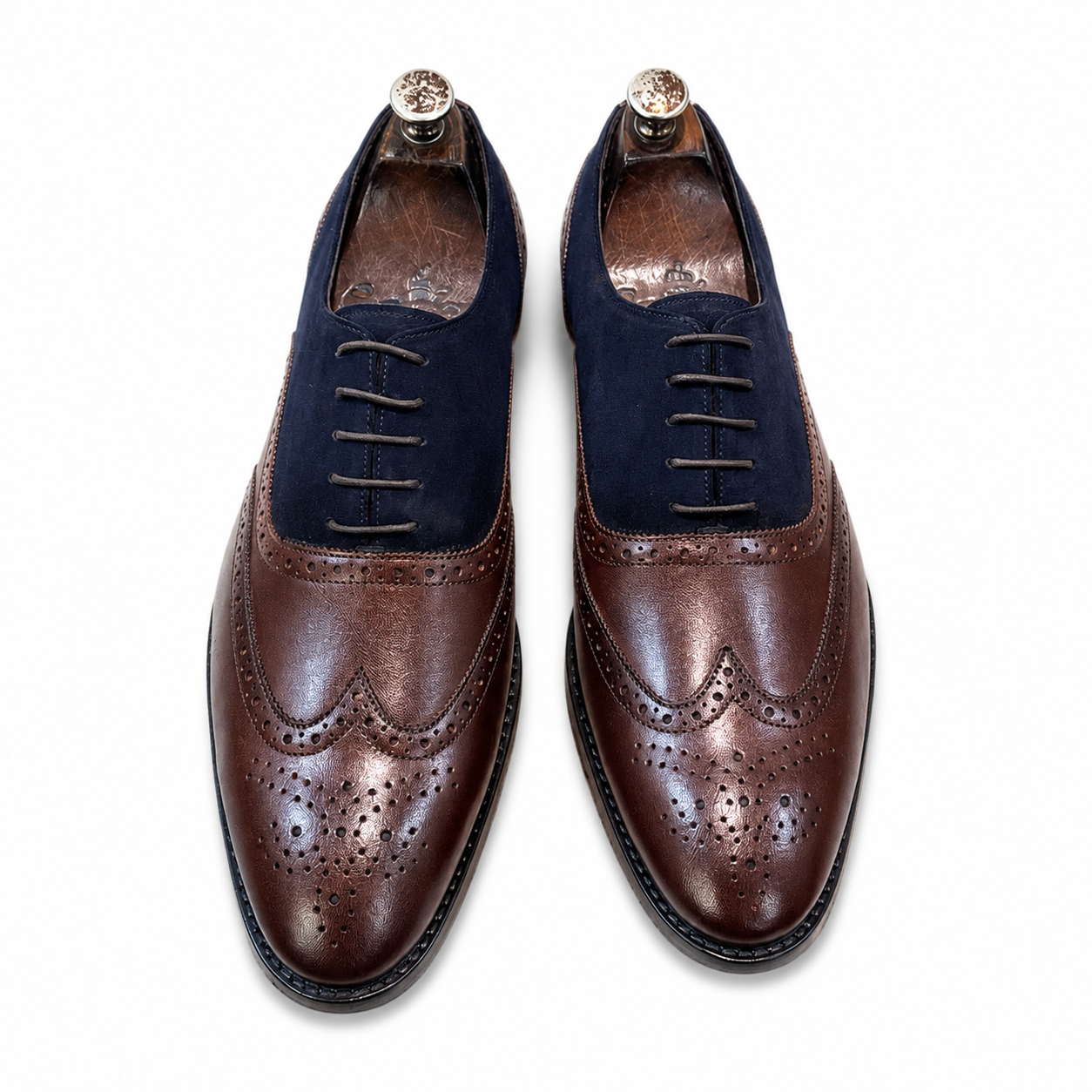 Two-Tone Wingtip Oxford Brogues – Brown & Navy