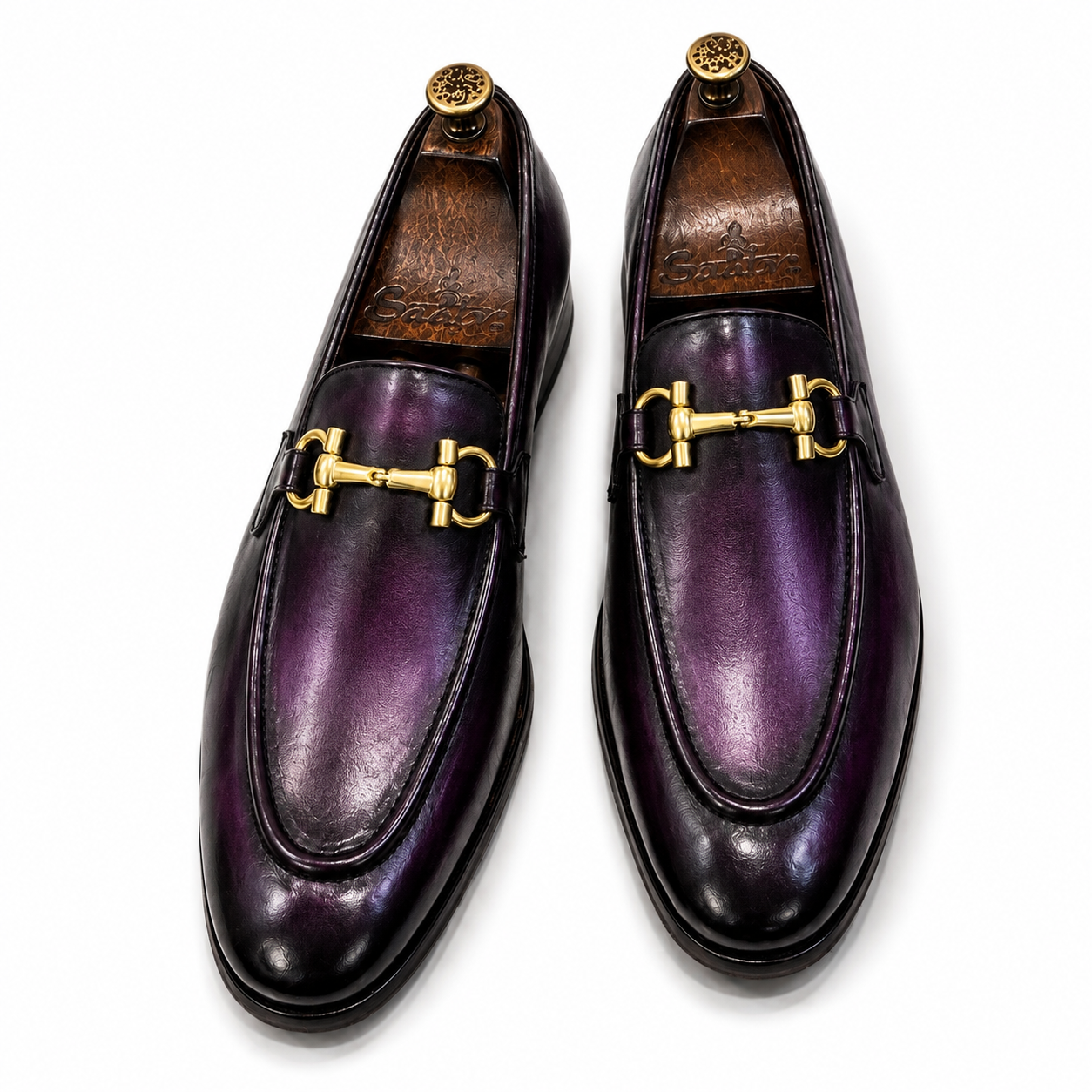Deep Plum Horsebit Leather Loafers