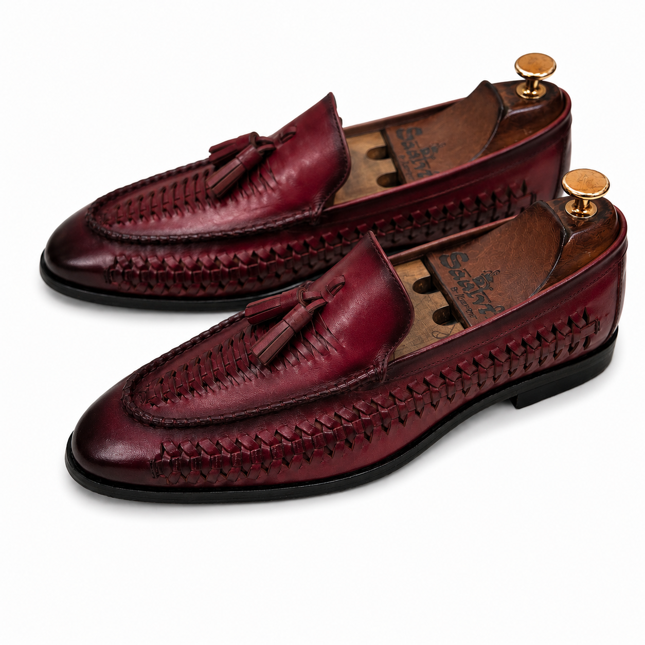 Bordeaux Intreccio Tassel Loafers