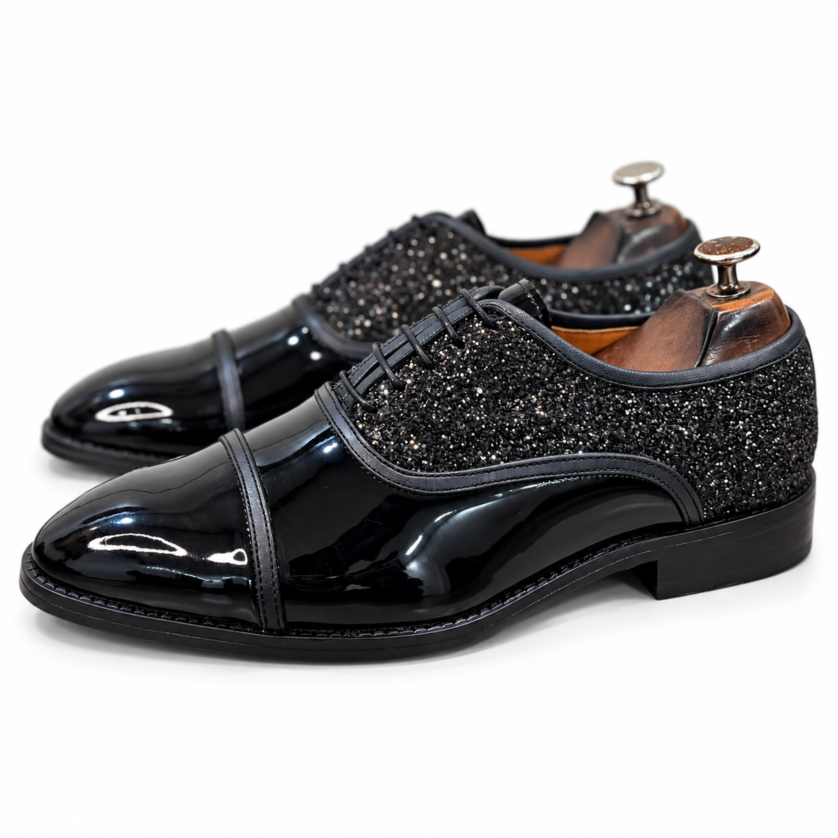 Noir Éclat Crystal Patent Oxfords