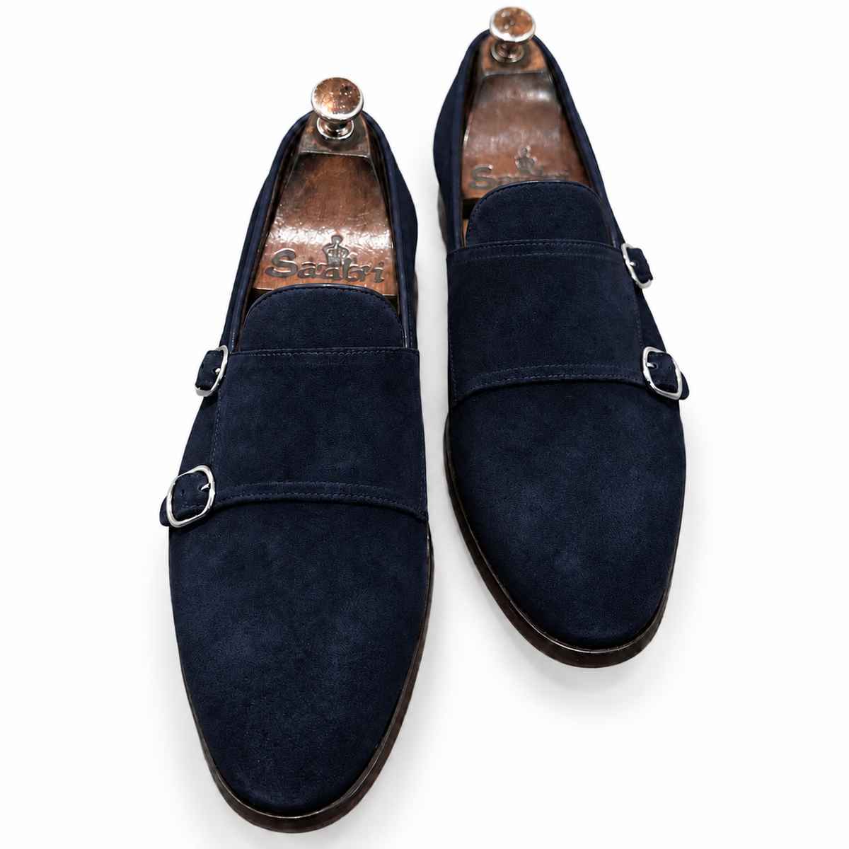 Midnight Navy Double Monk Strap Shoes