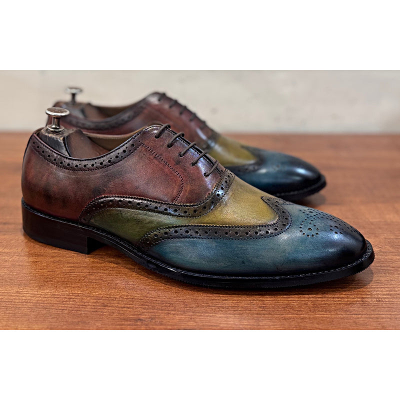 3 Color Wingtip Oxfords Hand Patina