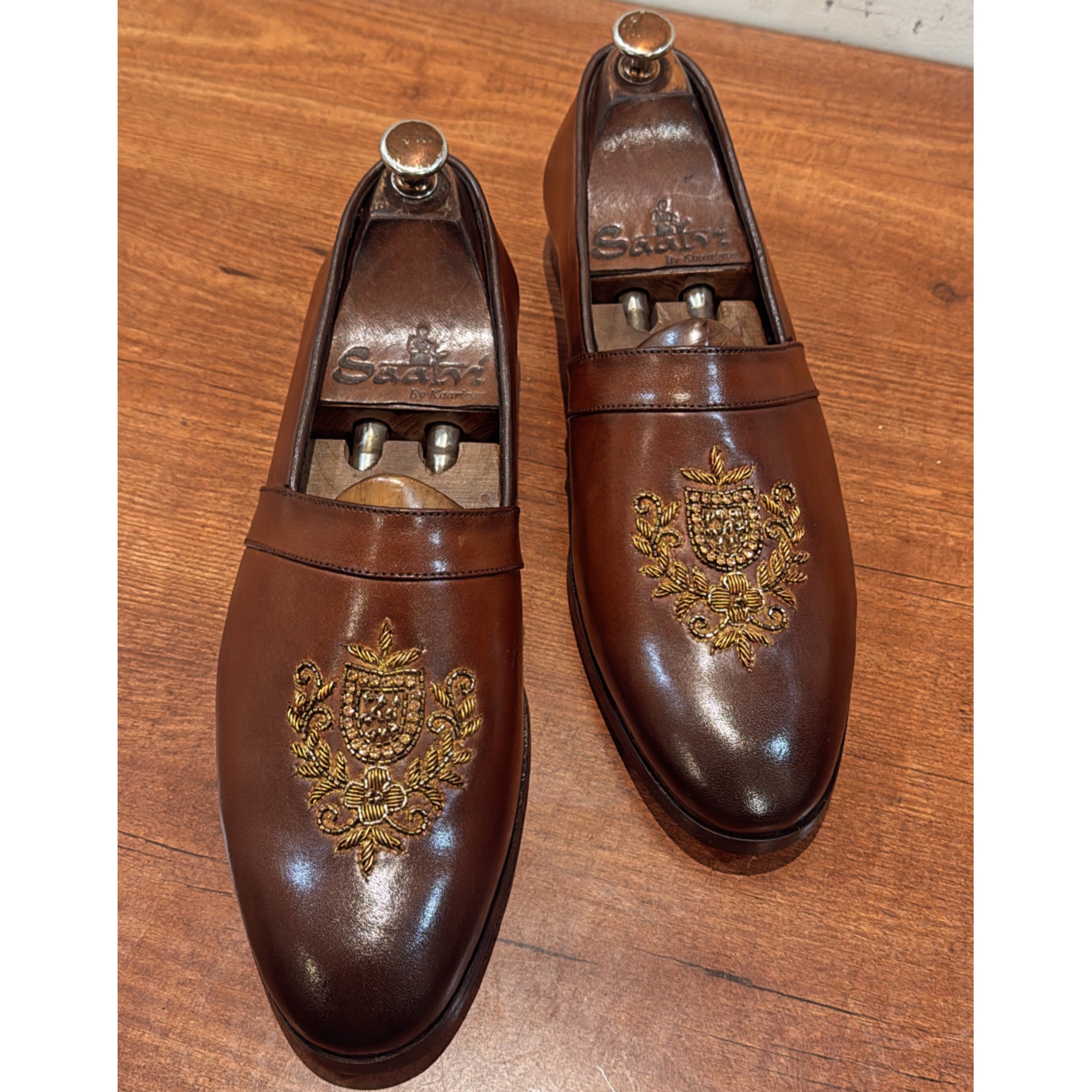 Zardosi Slip-on Shoes Brown