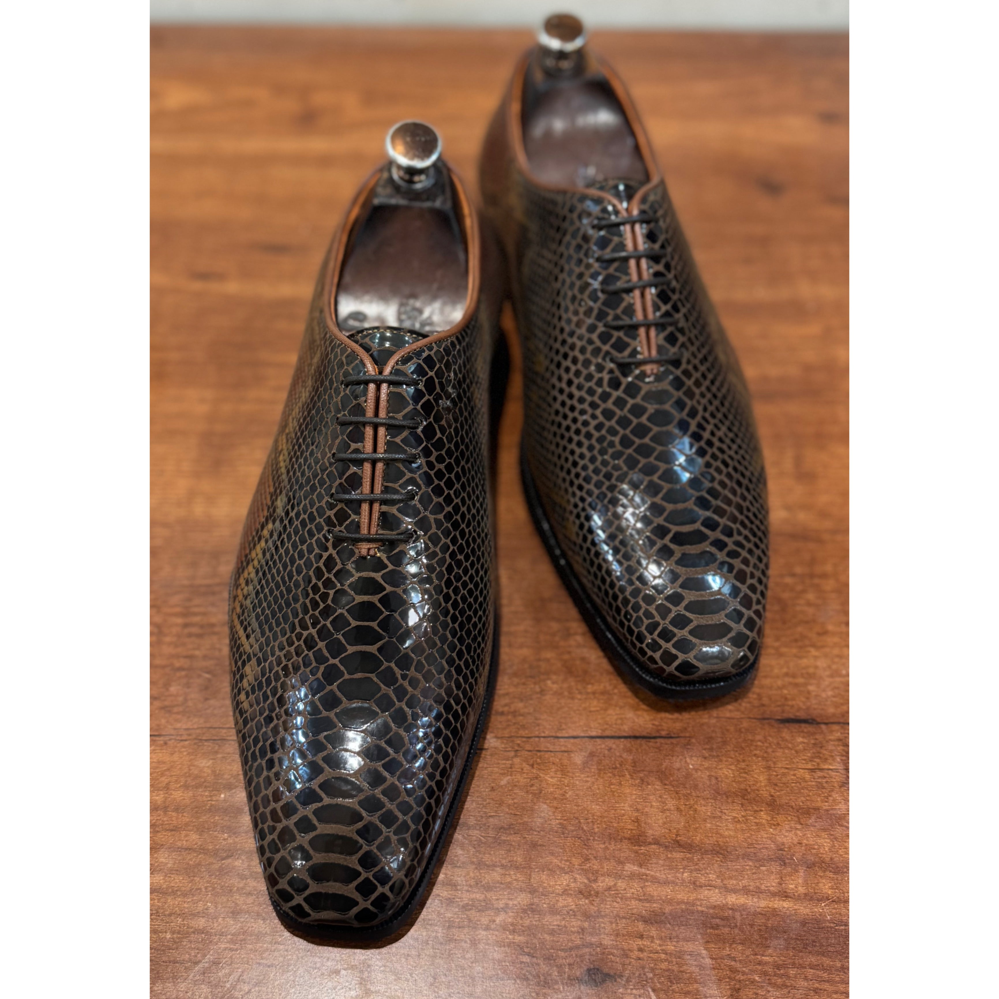 Brown Snake Foil Oxfords