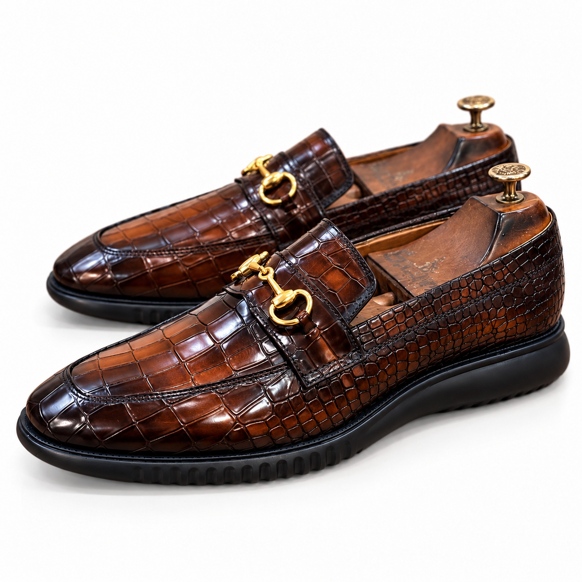 Aurelio Croco Gold Horsebit Loafers