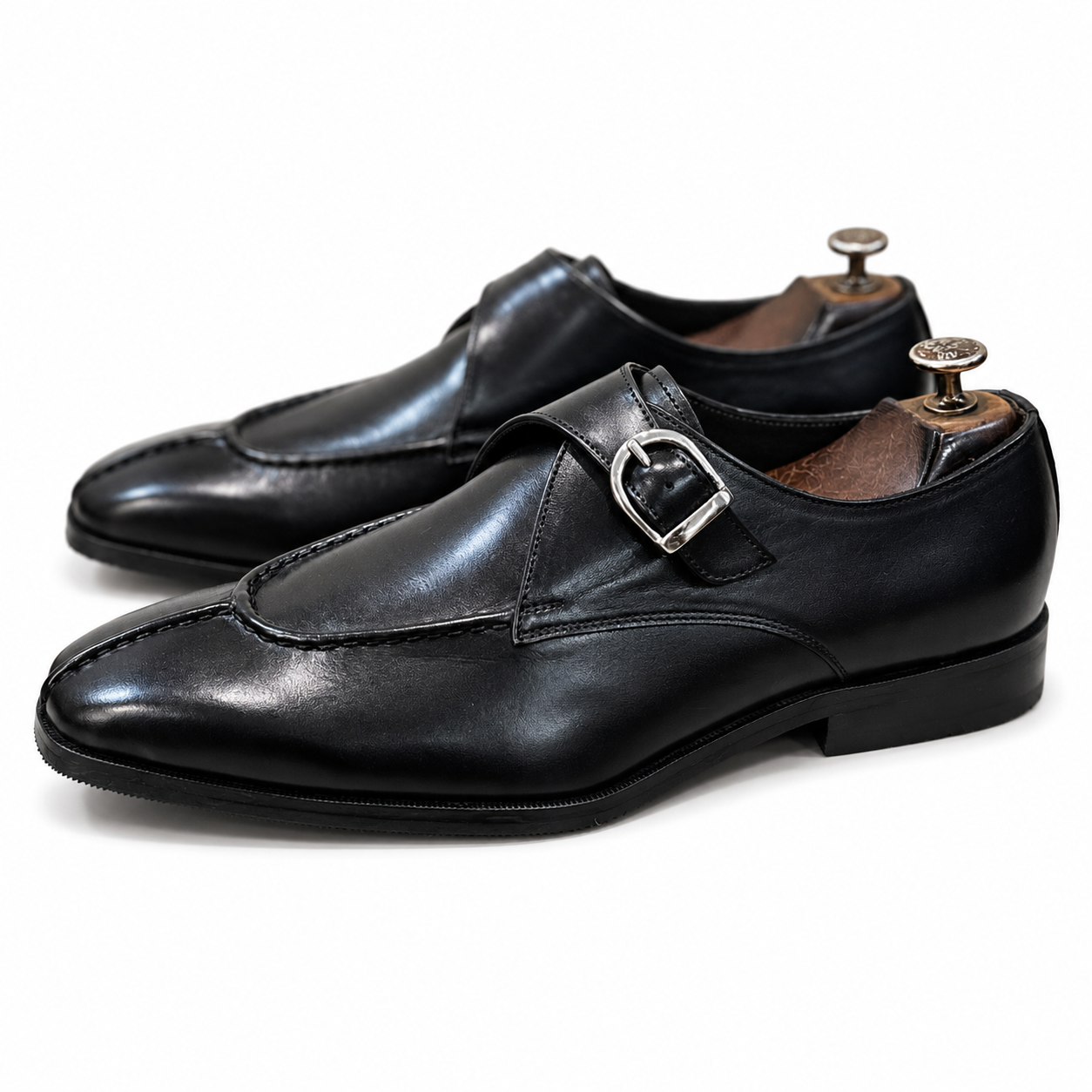 Savile Row Belgian Apron Monk Shoes – Noir Obsidian