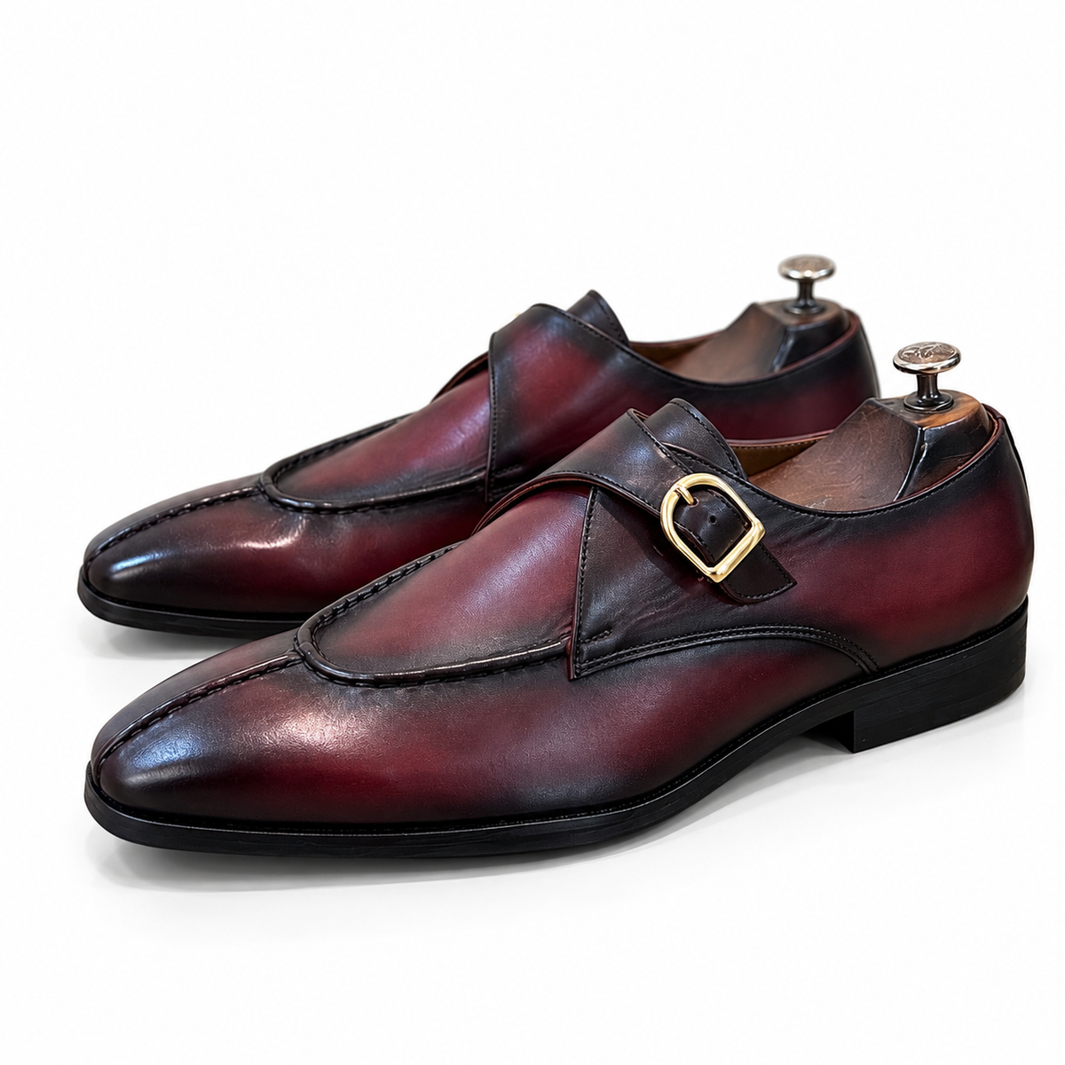 Aureate Cognac Patina Single Monk Strap