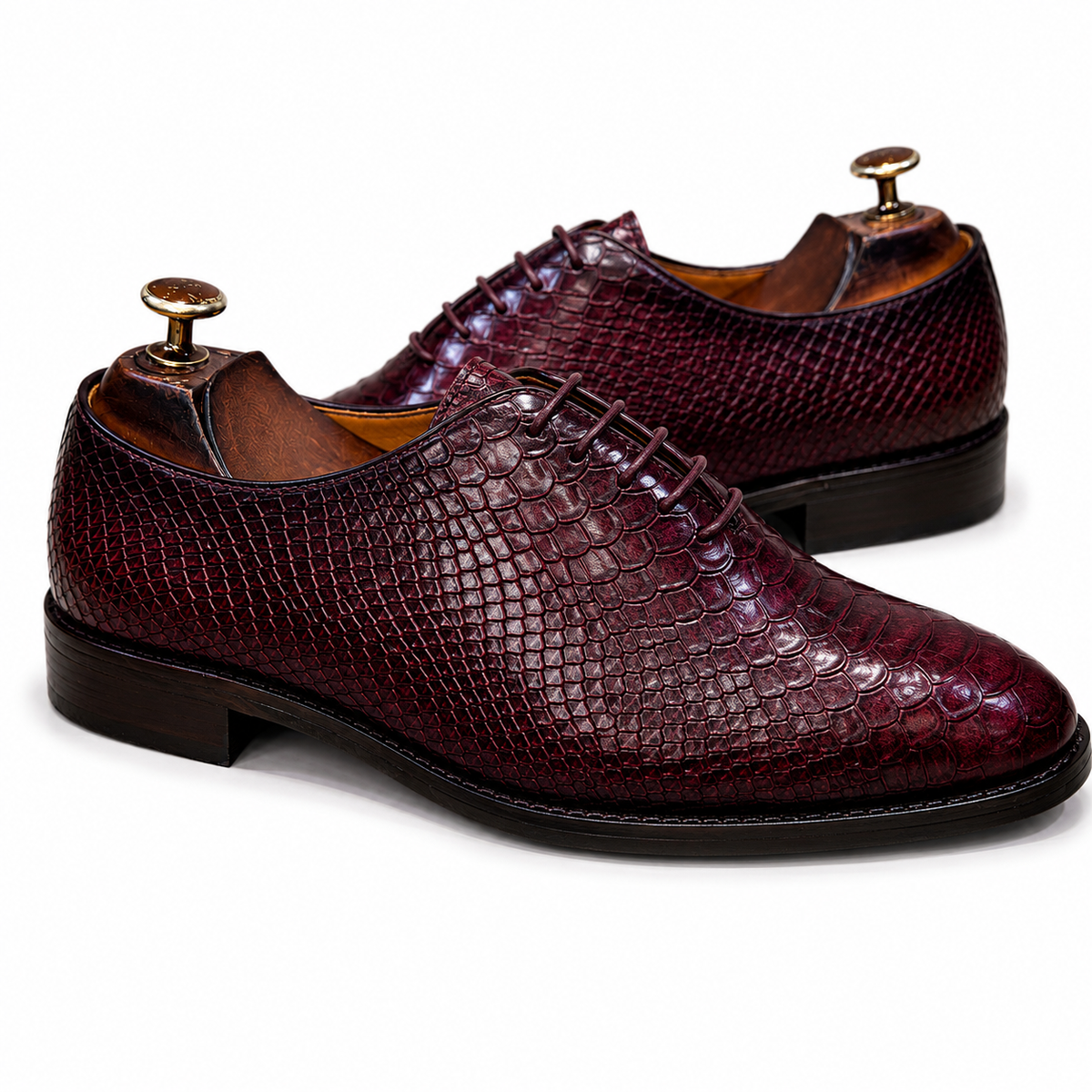 Bordeaux Snake Embossed Oxford