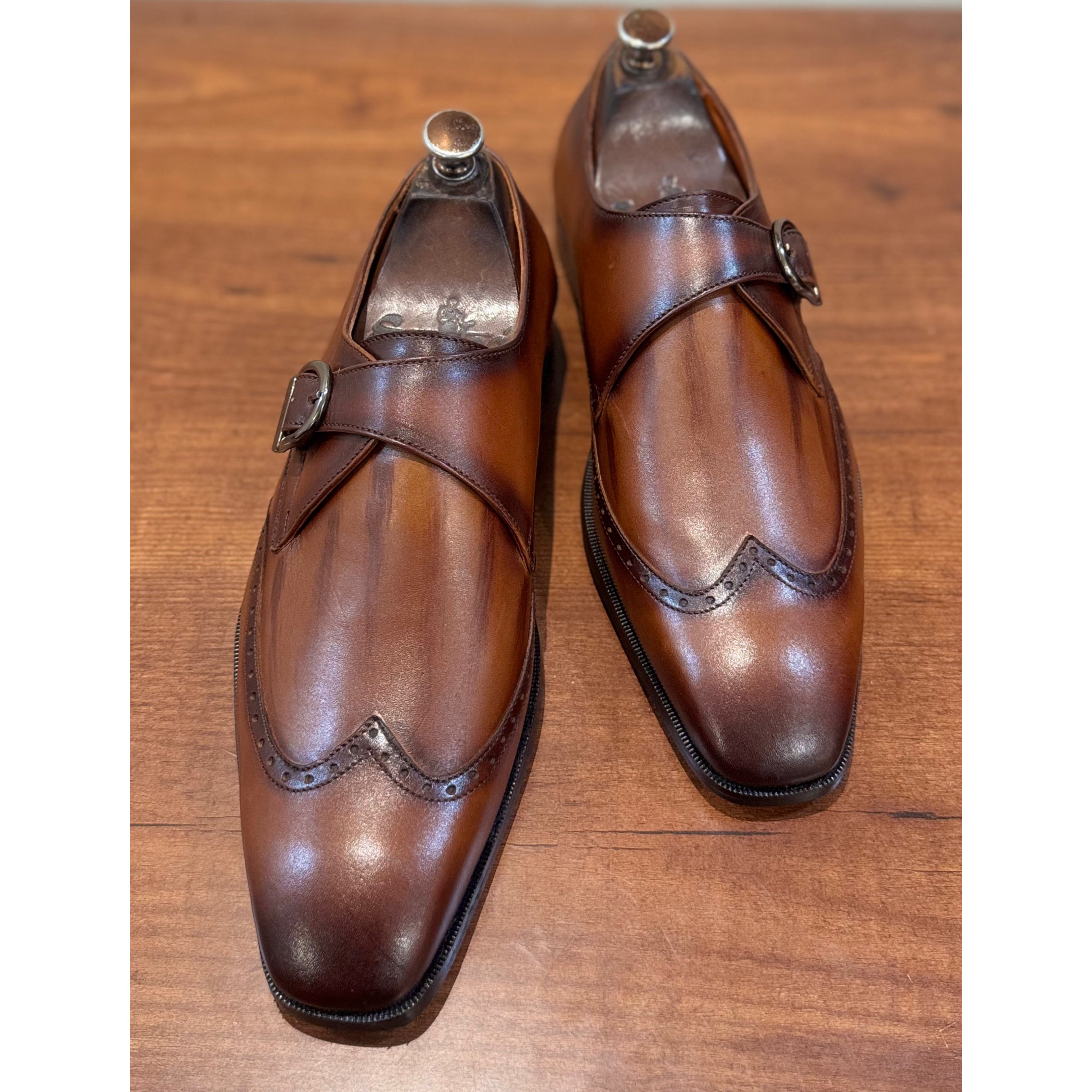 Single Monk Strap Hand Patina Tan