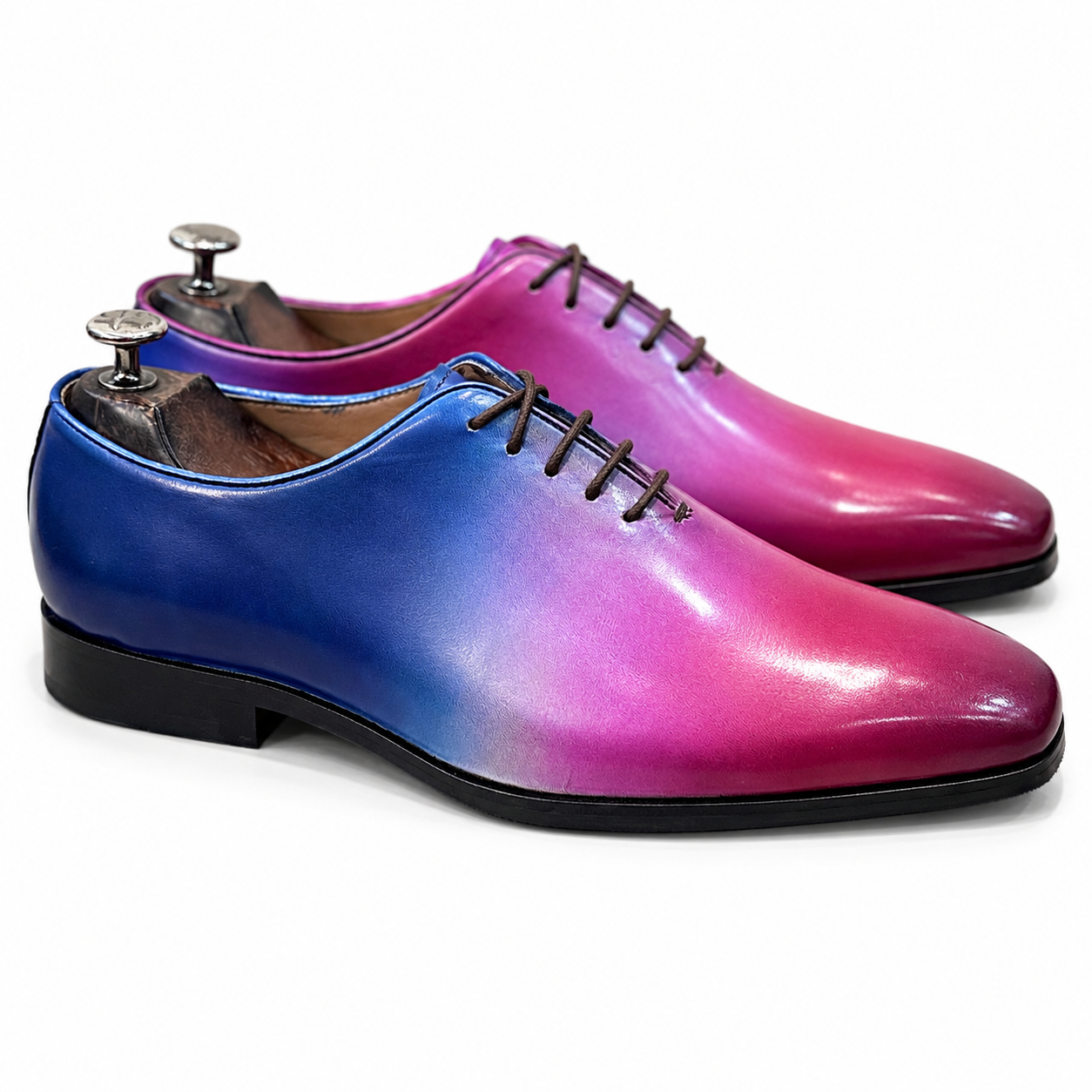 Aurora Gradient Oxford Shoes | Luxury Blue & Burgundy Leather Oxfords