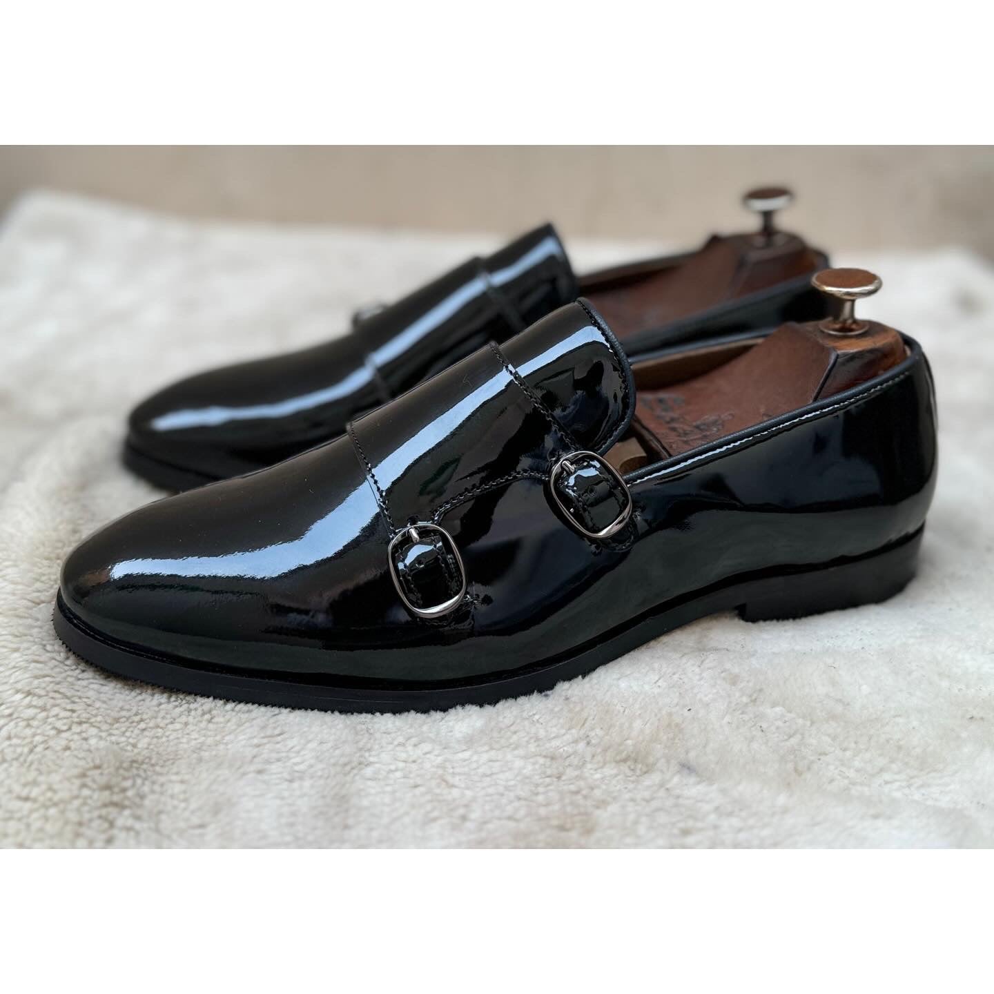 Black Patent Monk Straps