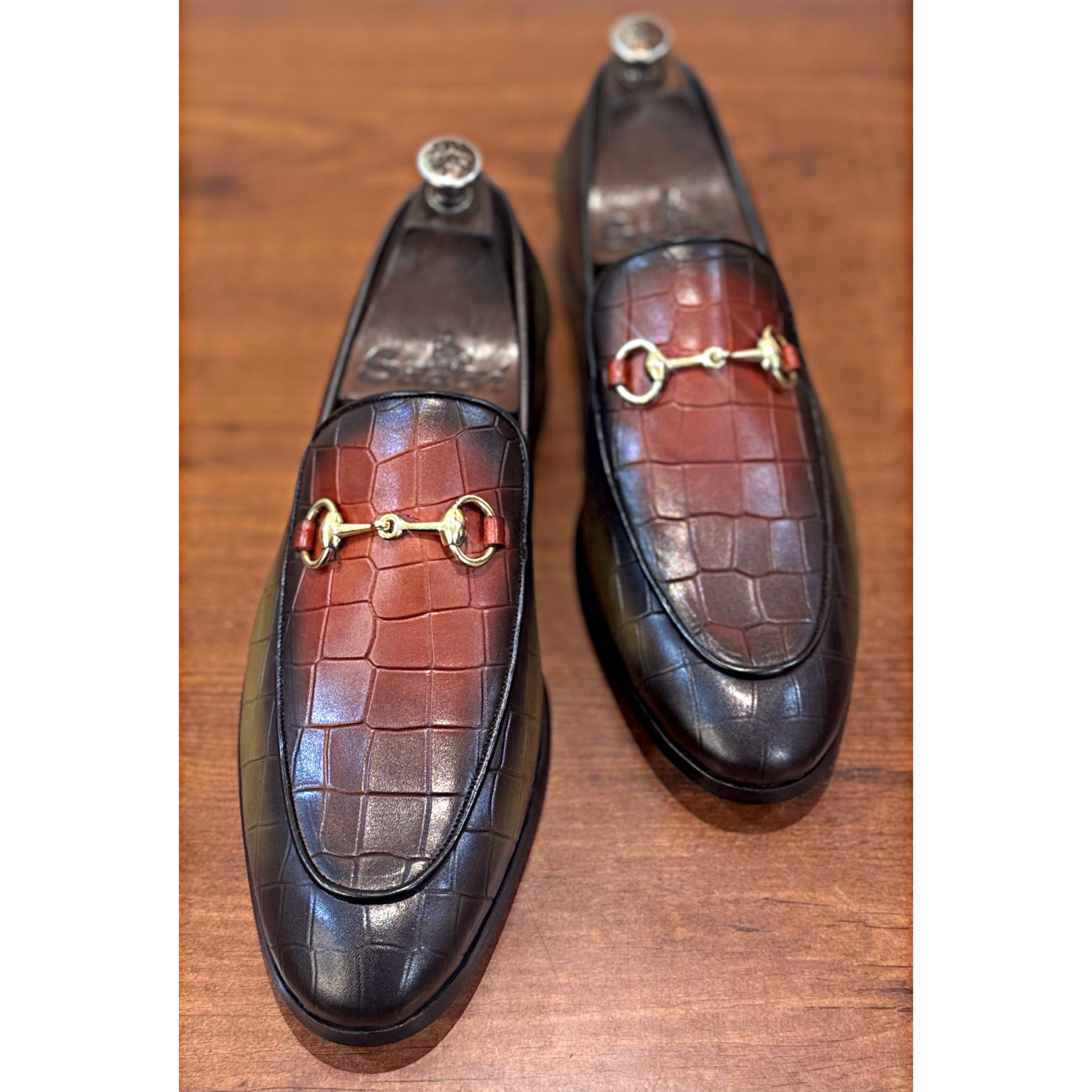 Horsebit Loafers Hand Patina Green