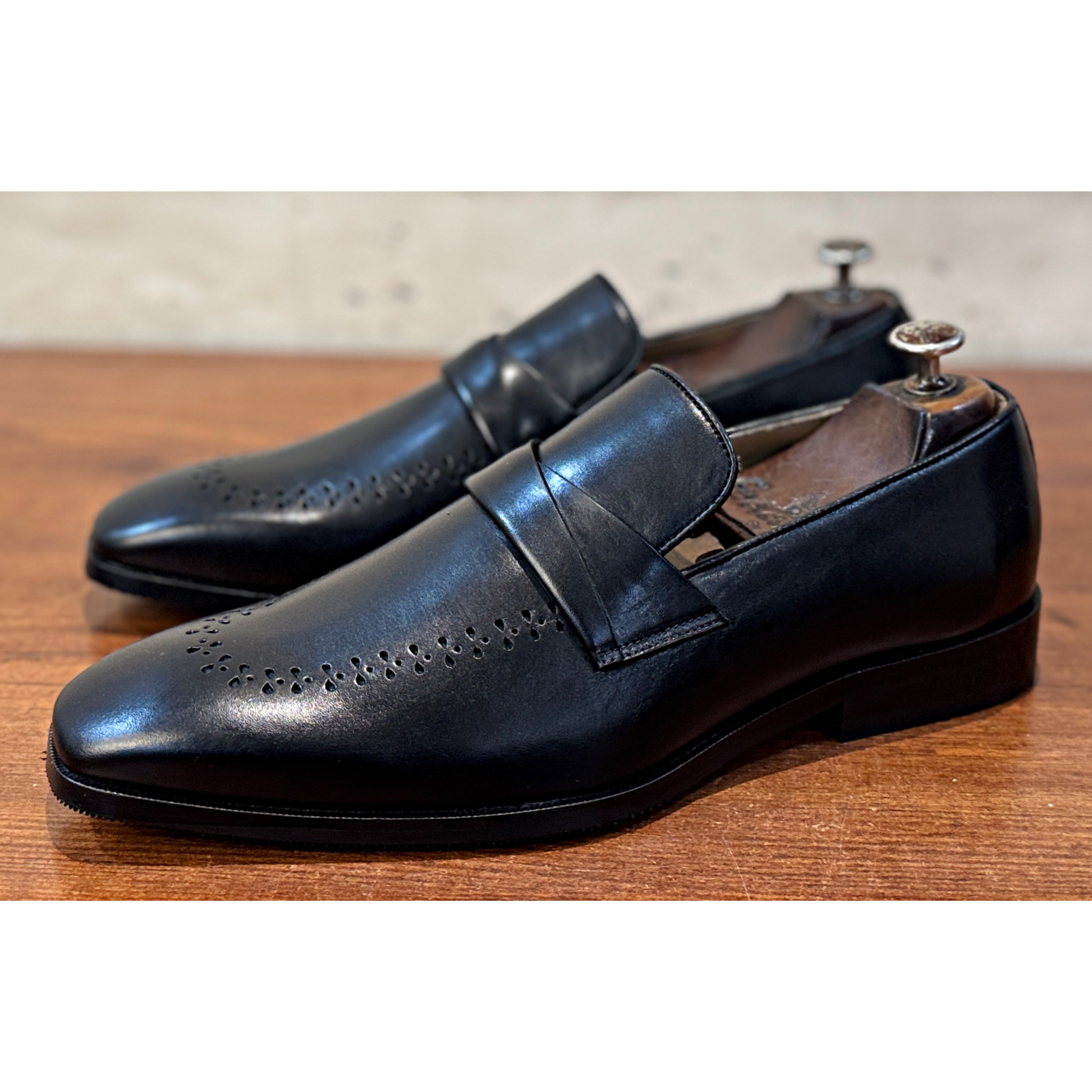 Myron Black Leather Loafers for Men