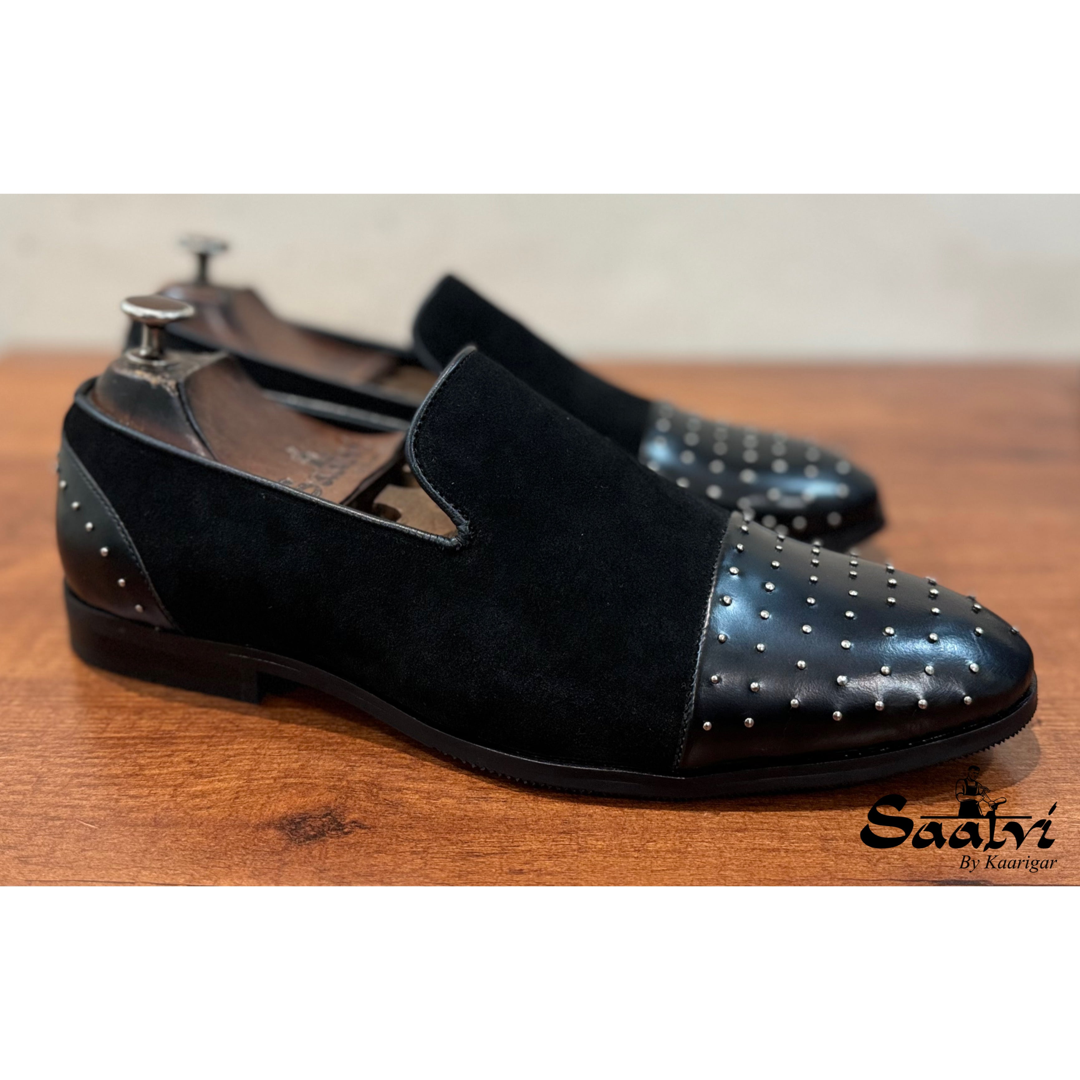 Suede Calf Loafers With Studs