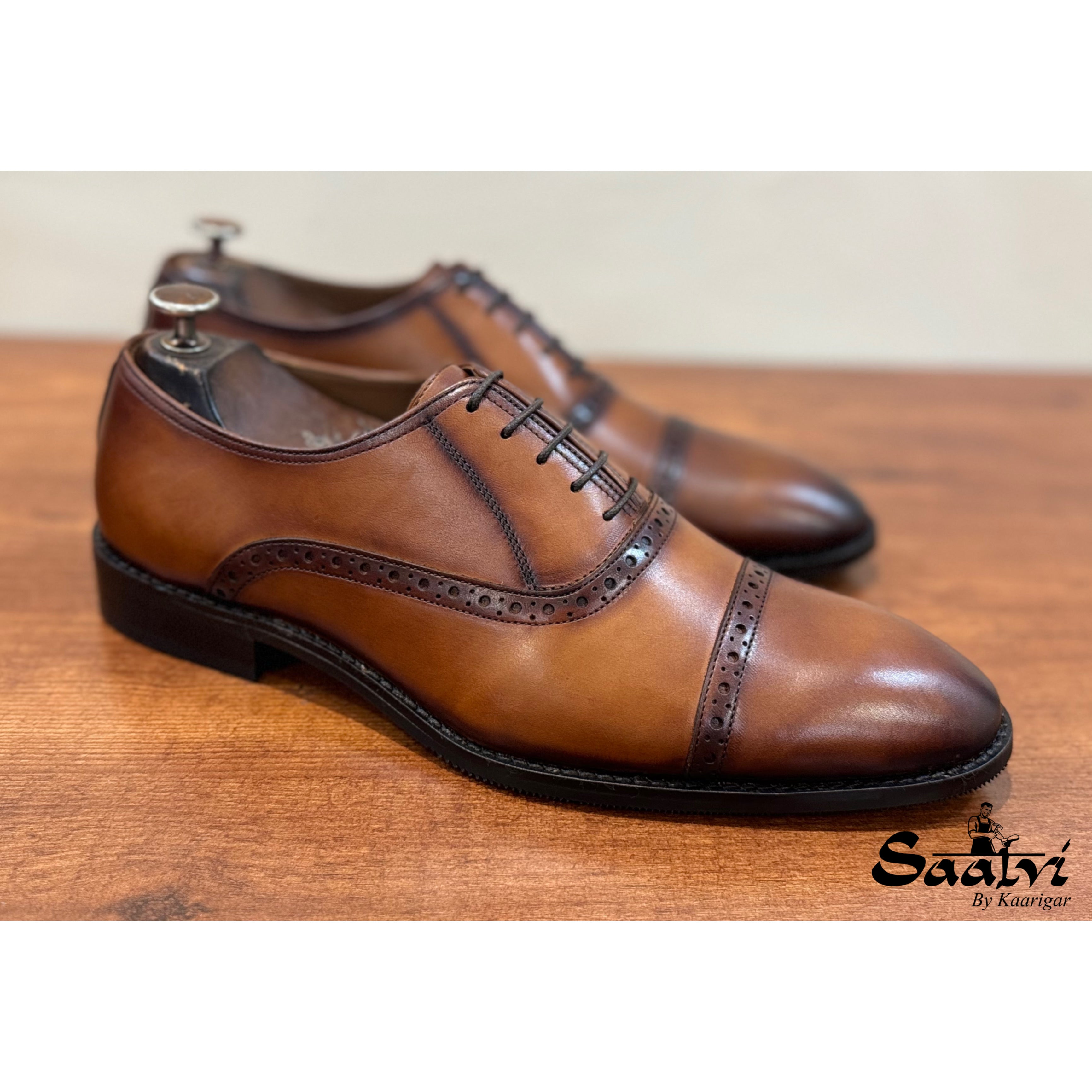 Cap Toe Oxfords - Tan