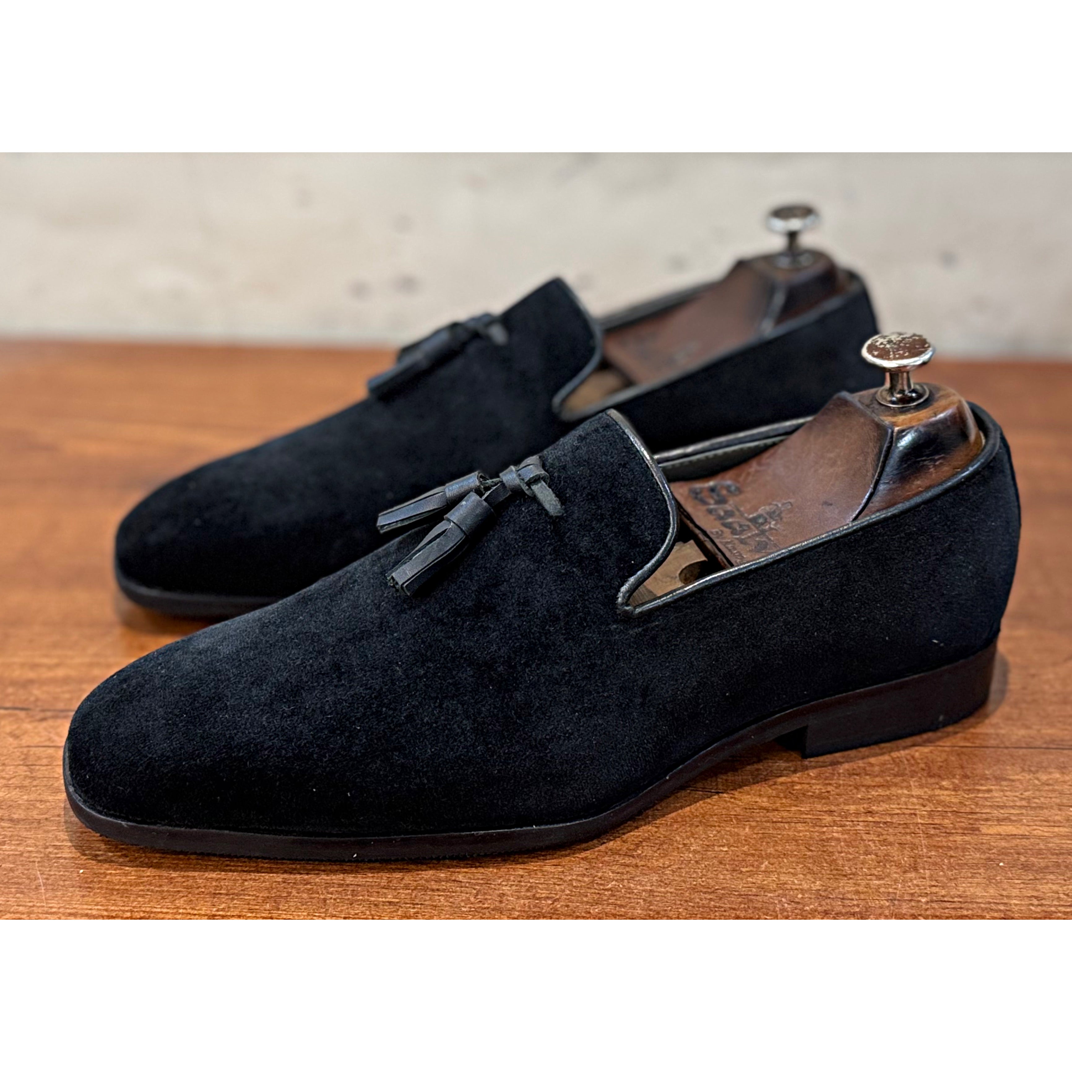 Black Velvet Loafers Tassels