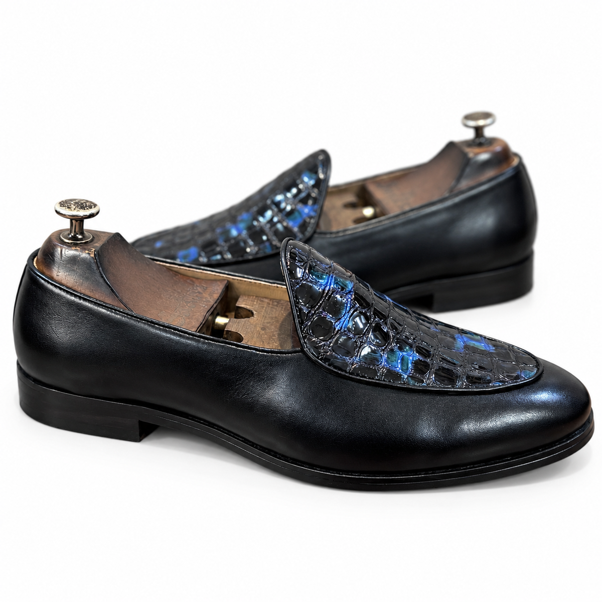 Noir Croco – Black Patent Croco-Embossed Loafers