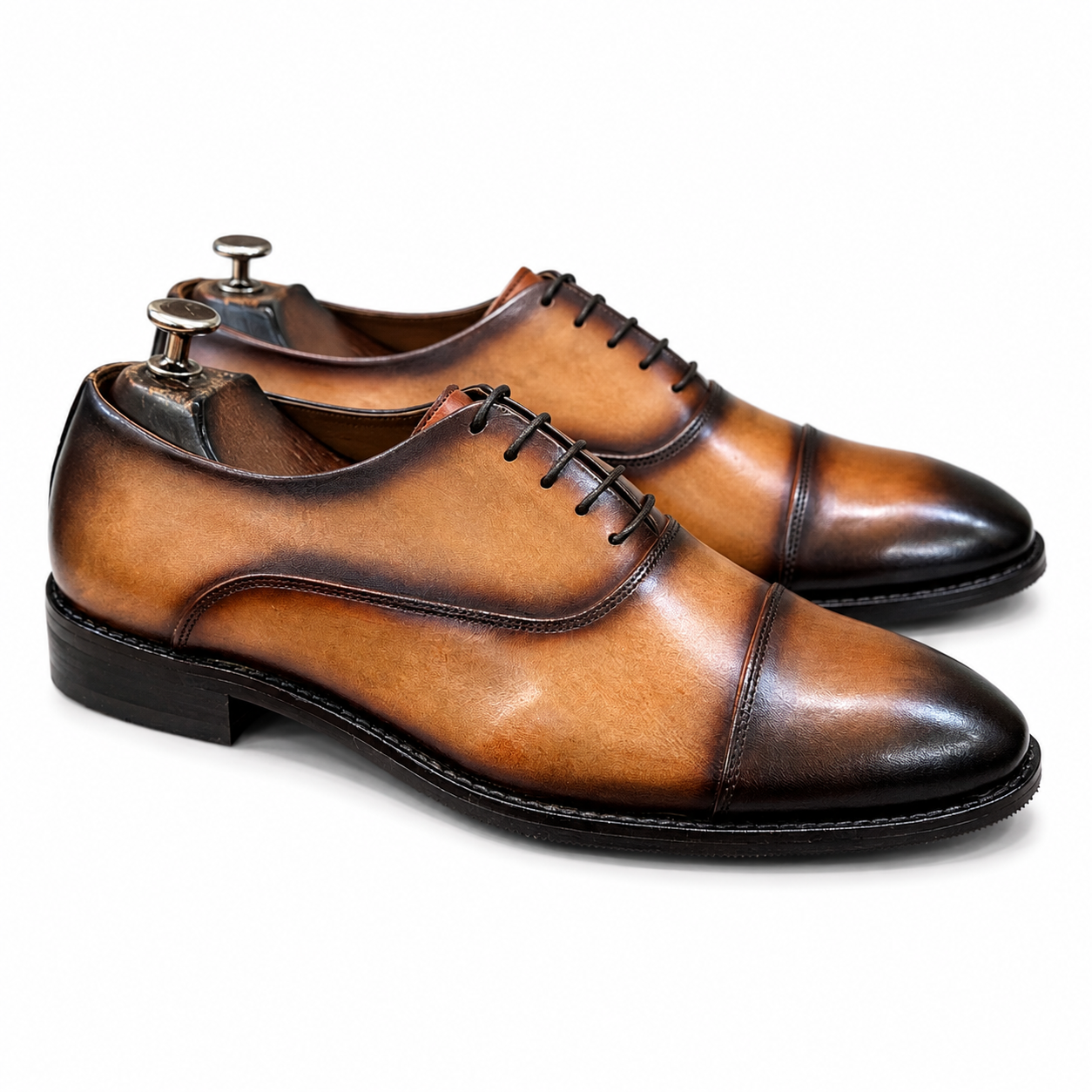 Cognac Royale Hand-Patina Cap-Toe Oxford