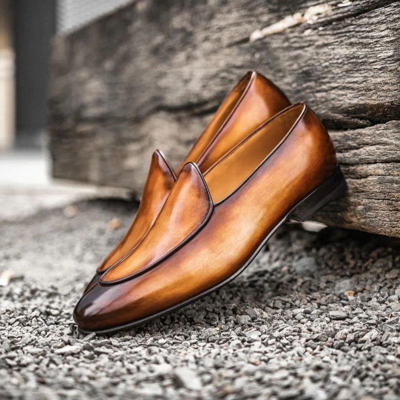 Belgian Loafers Hand Patina Finish