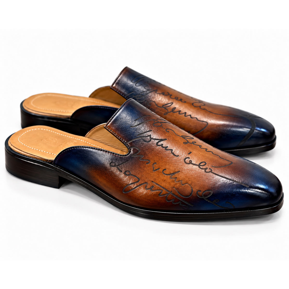 Cognac Noir Signature Patina Mules