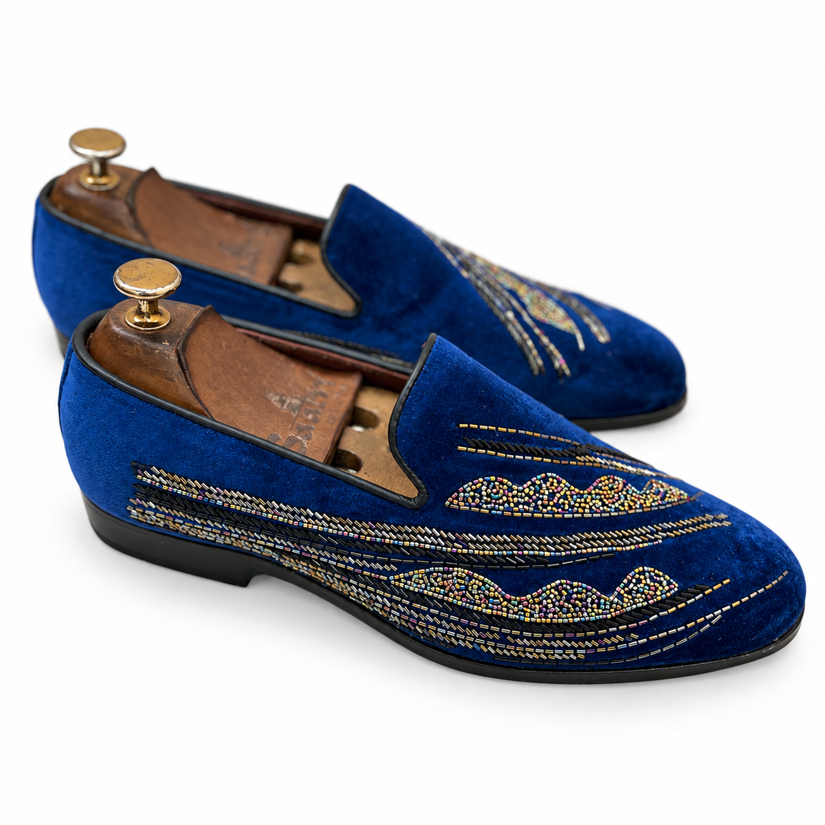 Sapphire Multicolour Abstract Velvet Loafers