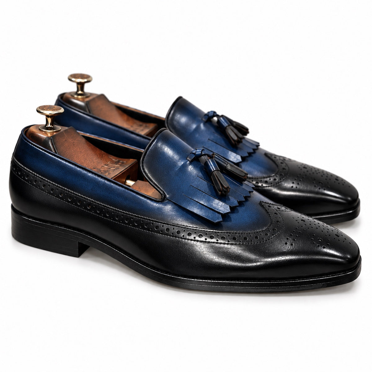 Midnight Blue Noir Kiltie Tassel Loafers