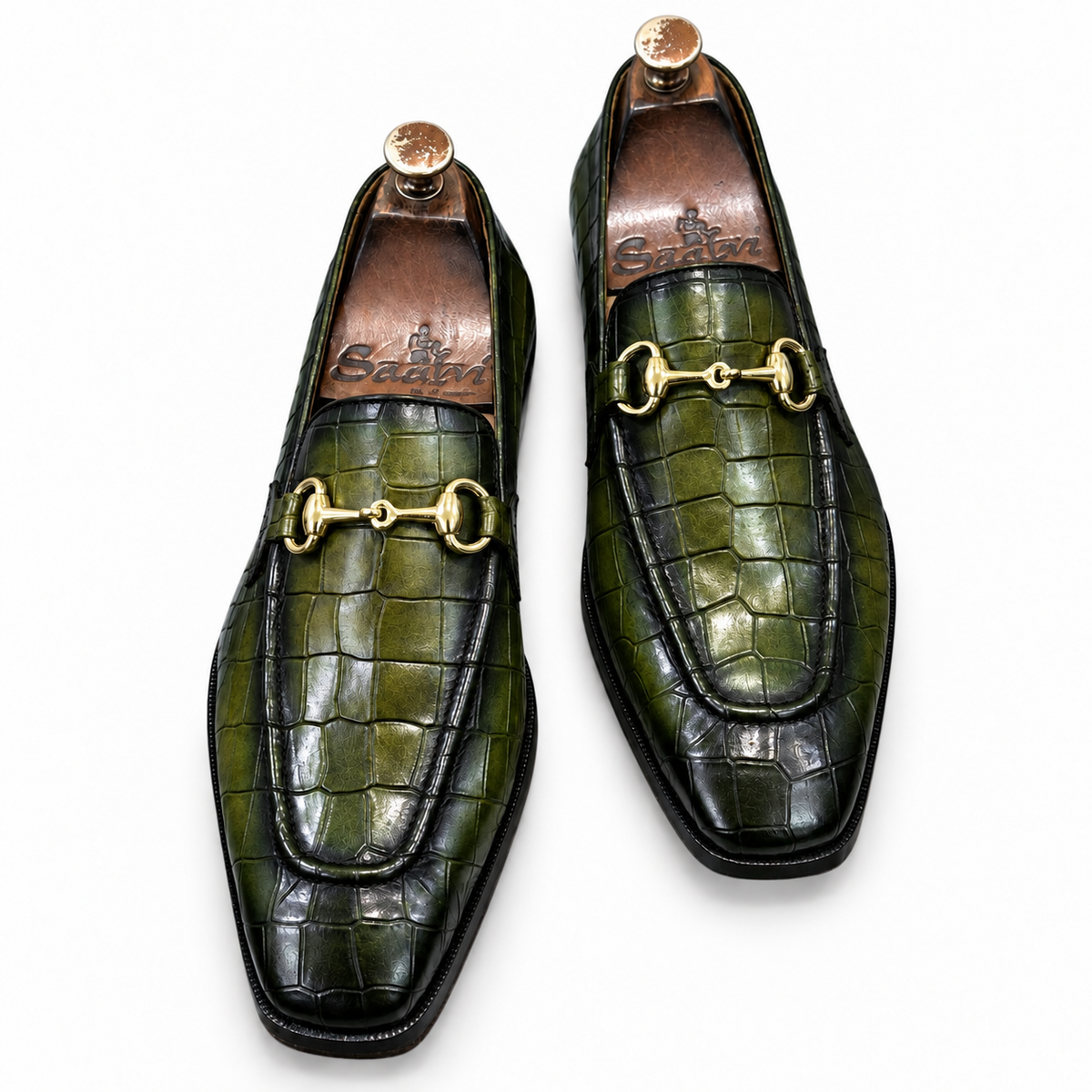 Emerald Noir Croc Horsebit Loafers