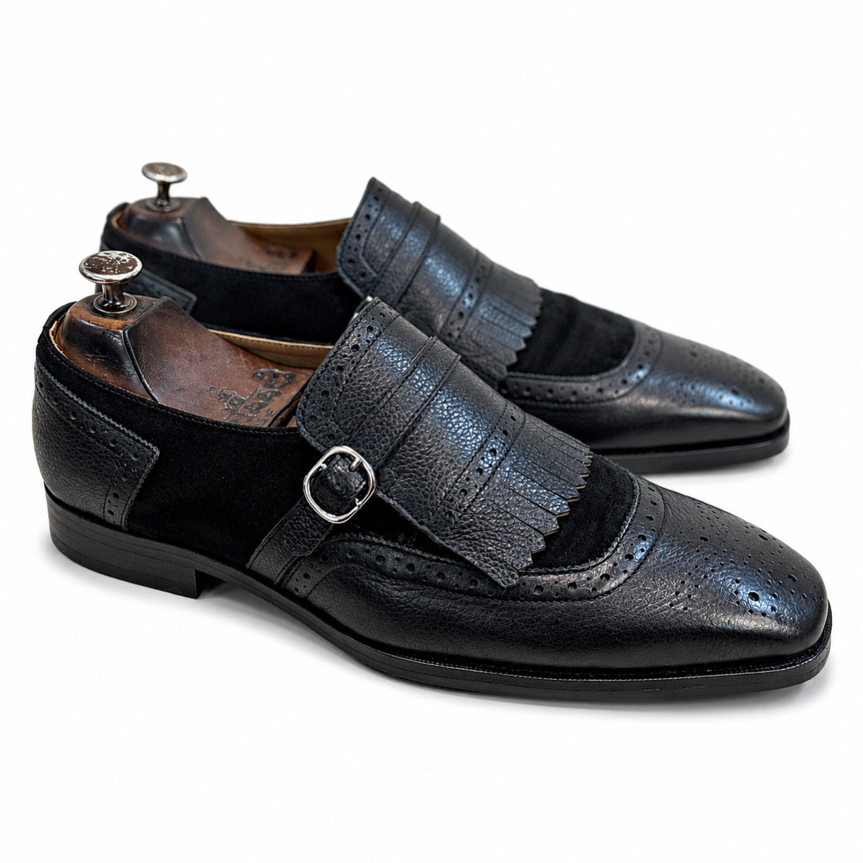 Noir Kensington Kiltie Monk Loafers