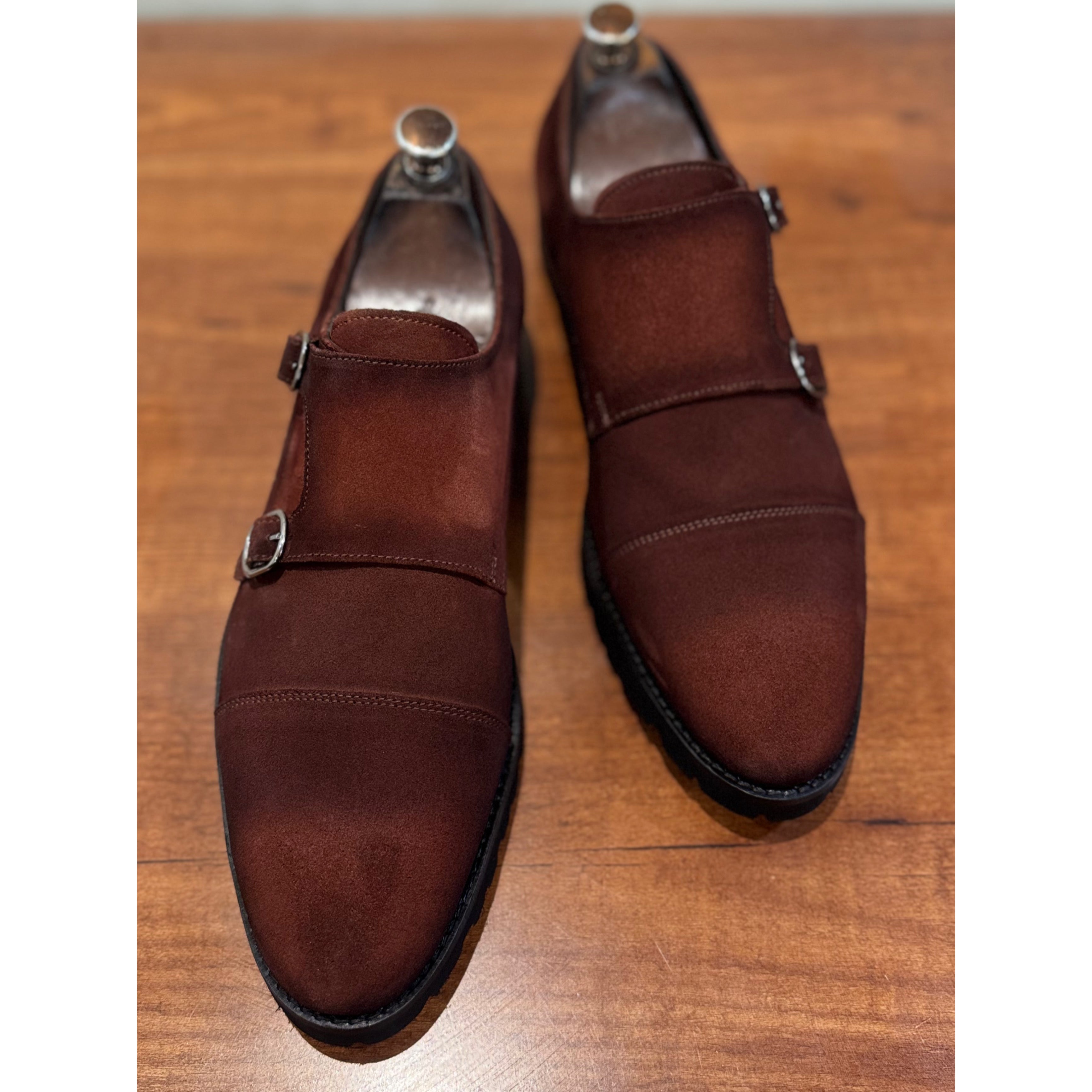 Brown Suede Chunky Monk Straps