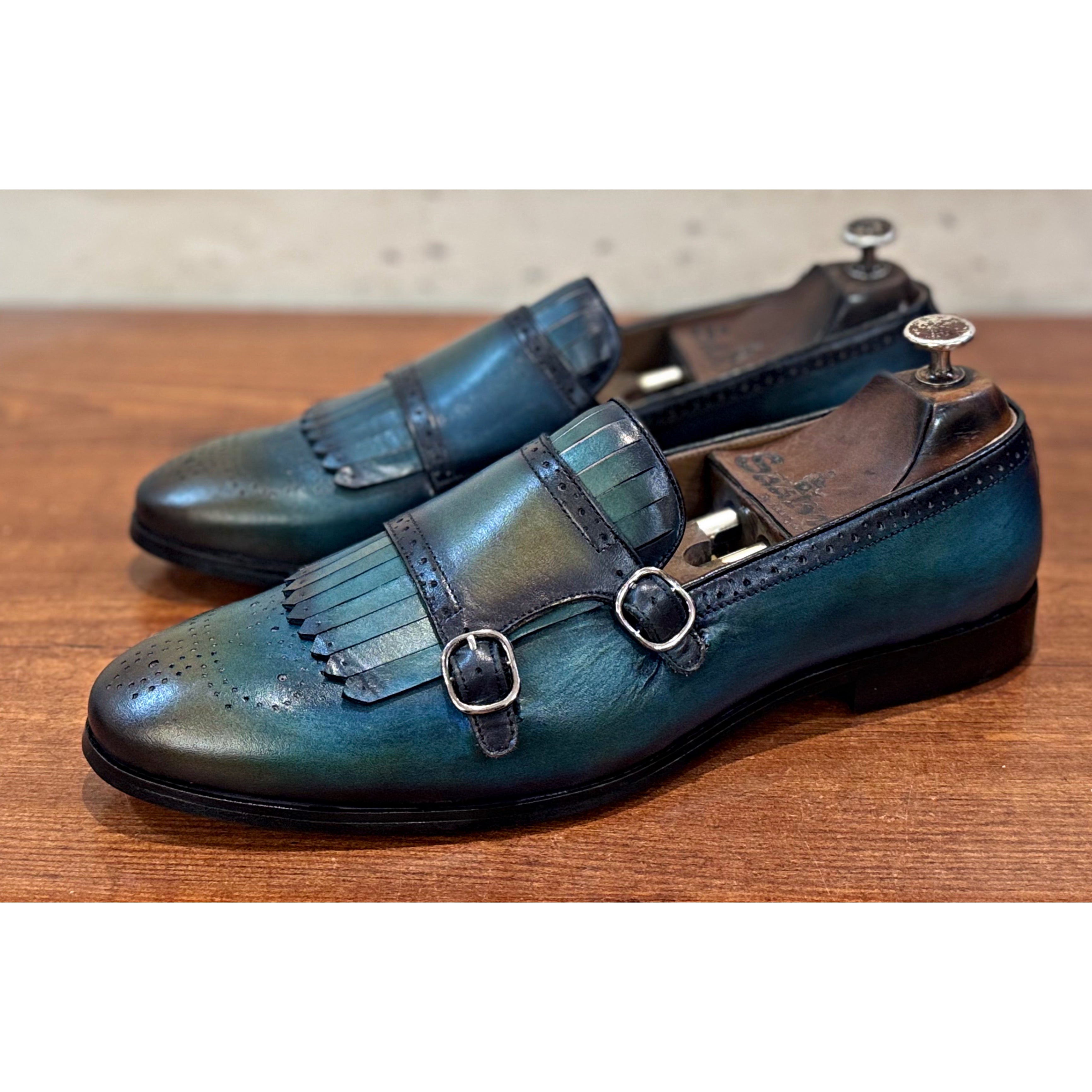 Double Strap Monk Fringes Aqua