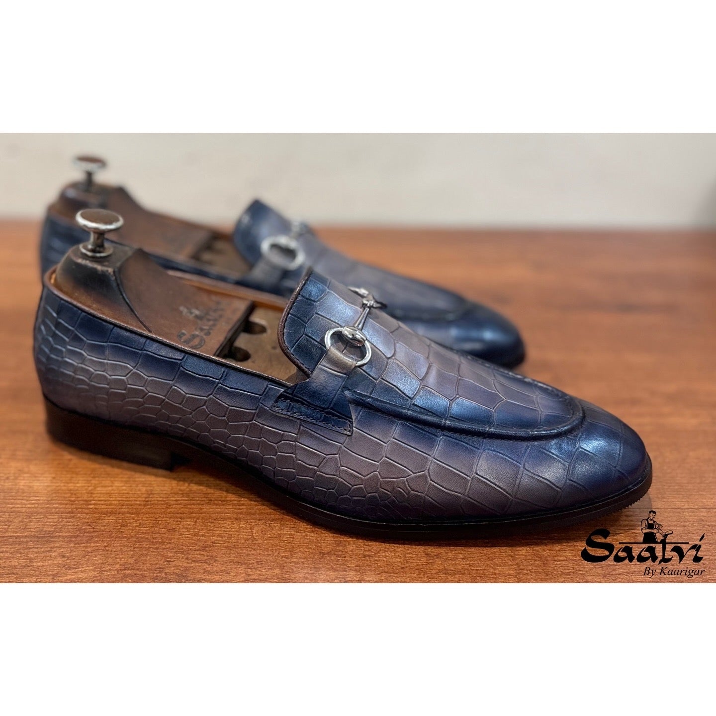 Crocodile Embossed Horsebit Loafers