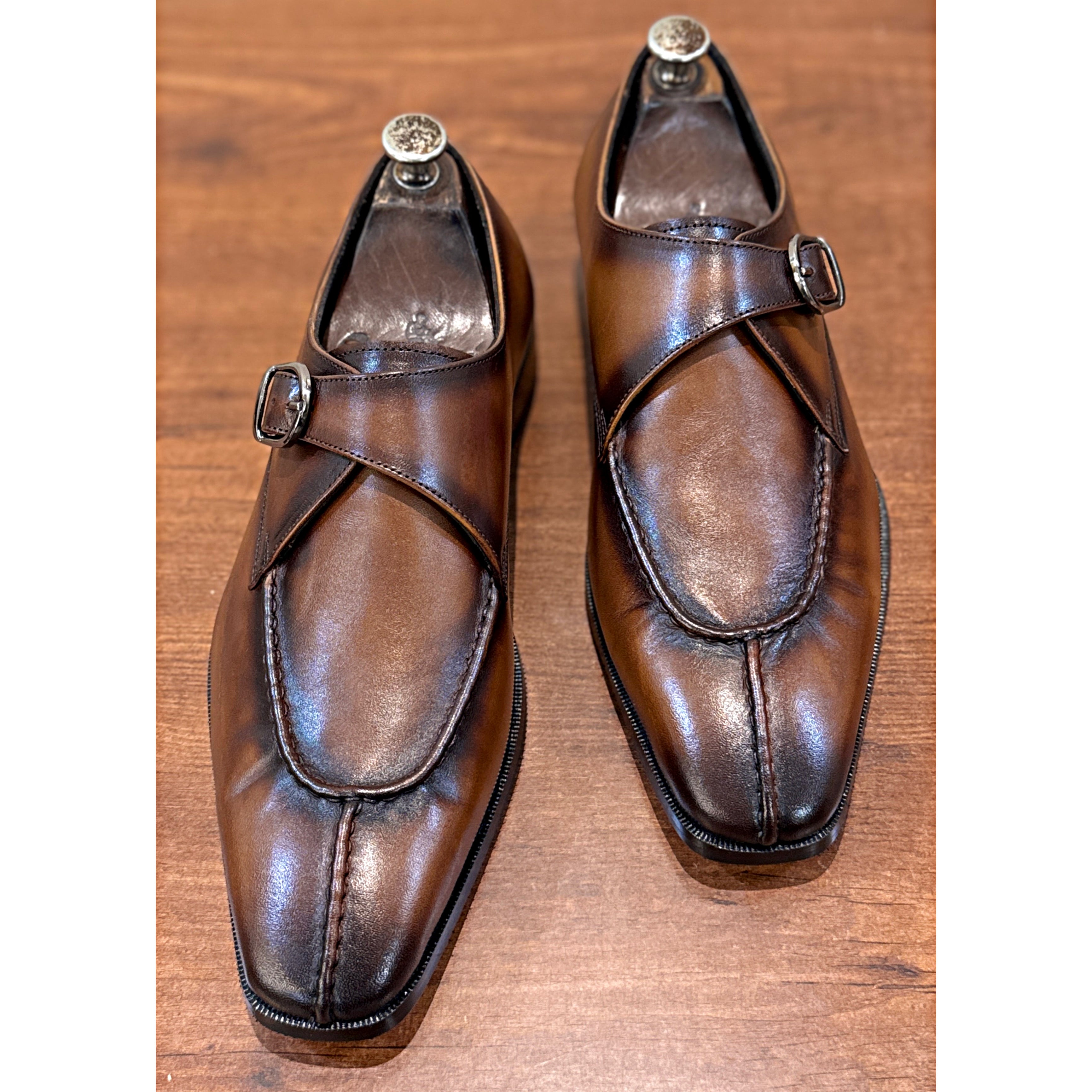 Savile Row Dark Brown Apron Monk Shoes