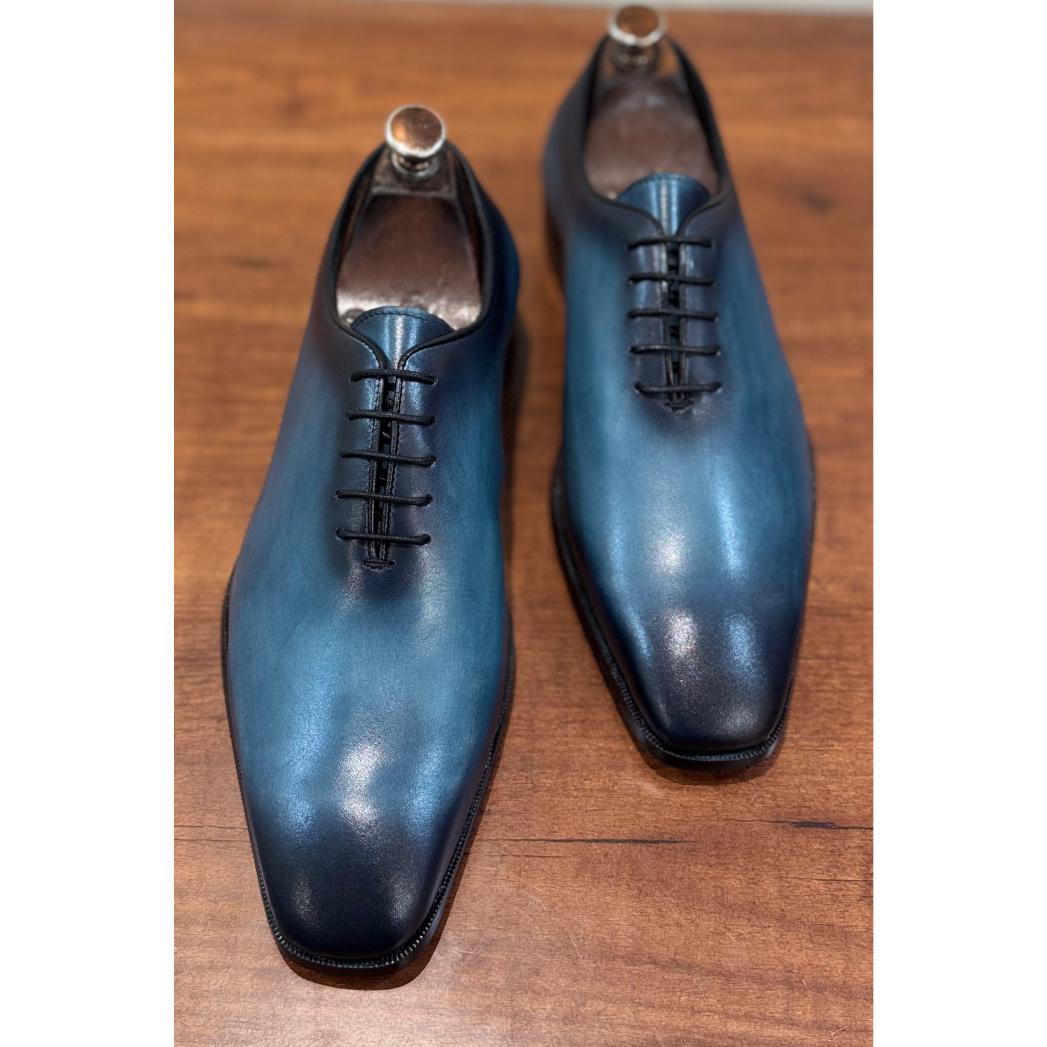 Aqua Wholecut Hand Patina Oxfords