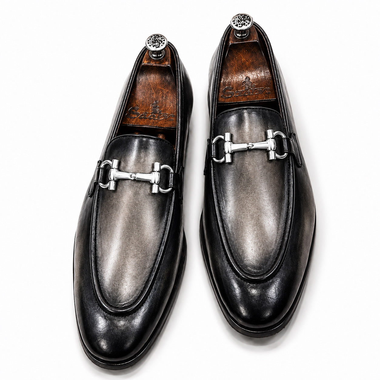 Graphite Grey Horsebit Leather Loafers
